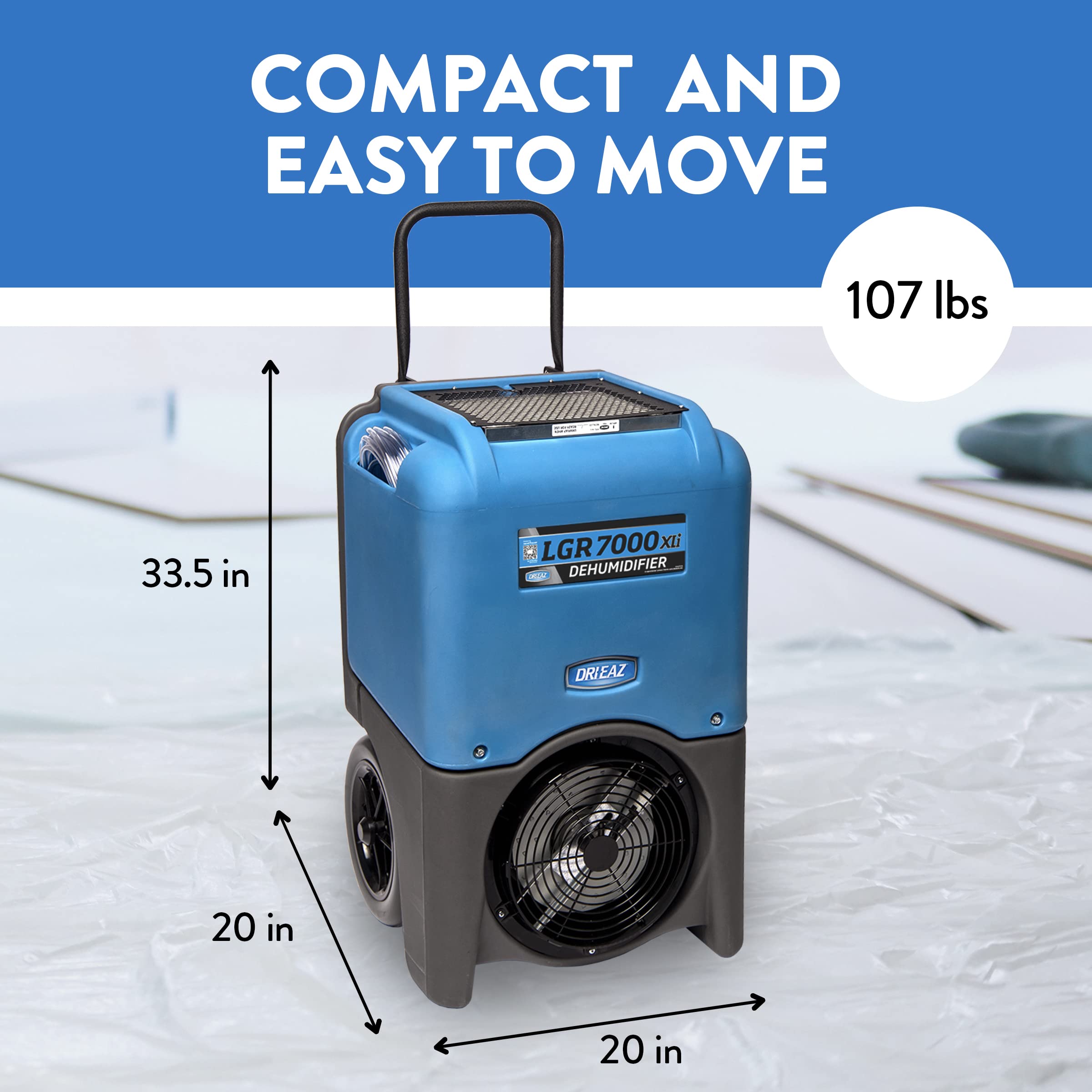 Dri Eaz Lgr 7000Xli Commercial Dehumidifier With Pump F412, Up To 29 Gal, Industrial, Compact Dehumidifier