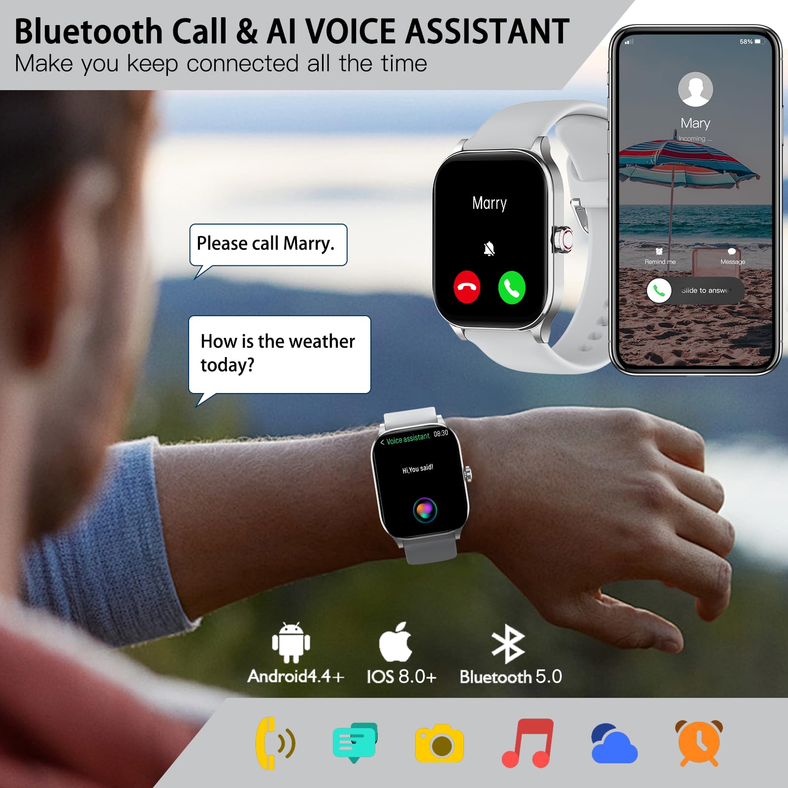 Smart Watch For Women Men(Answer/Make Call), Smartwatches With Heart Rate/Spo2/Sleep/Stress Monitor, Ip68 Waterproof Activity Tr