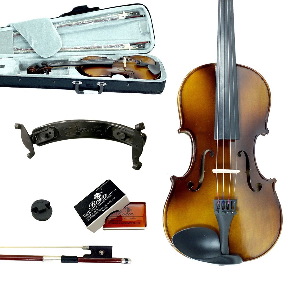 Sky Guarantee Sound 4/4 Size Student Beginner Violin Fiddle Outfit Natural Solid Maple Back Spruce Top With Case, Shoulder Rest,