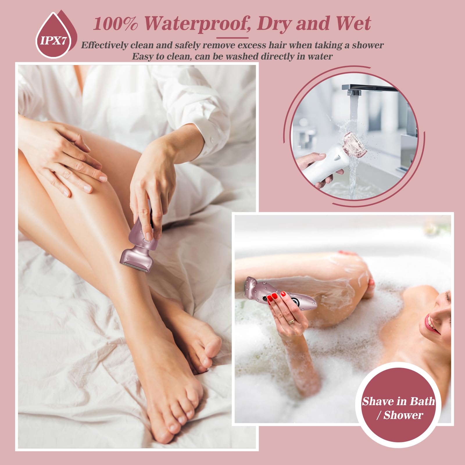 Akunbem Electric Shaver For Women For Legs Bikini Trimmer Electric Razors For Women Underarm Public Hairs Rechargeable Womens Sh