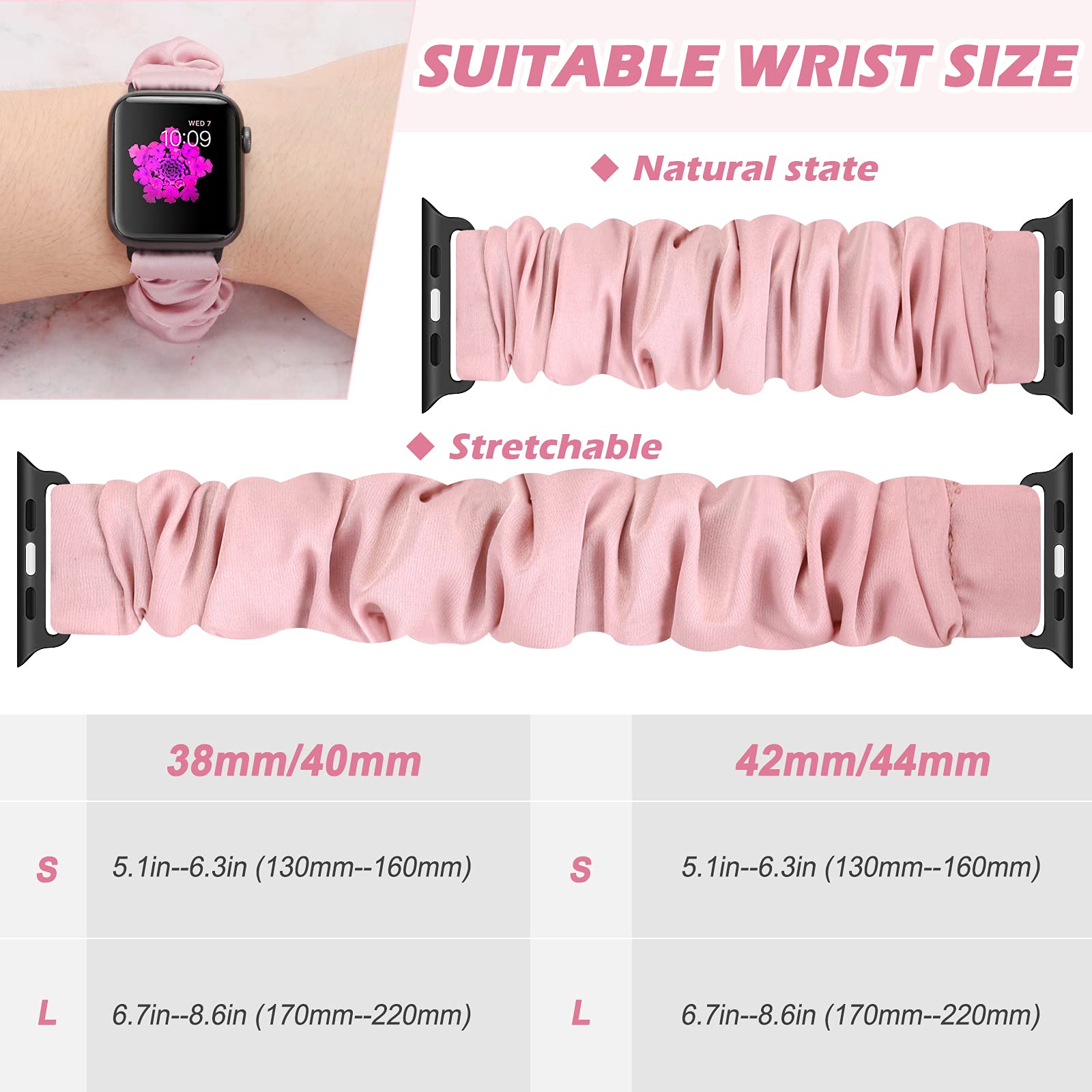 Xfyele Compatible With Apple Watch Band Scrunchie 41Mm 40Mm 38Mm, Elastic Soft Pattern Printed Fabric Replacement Wristbands Bra