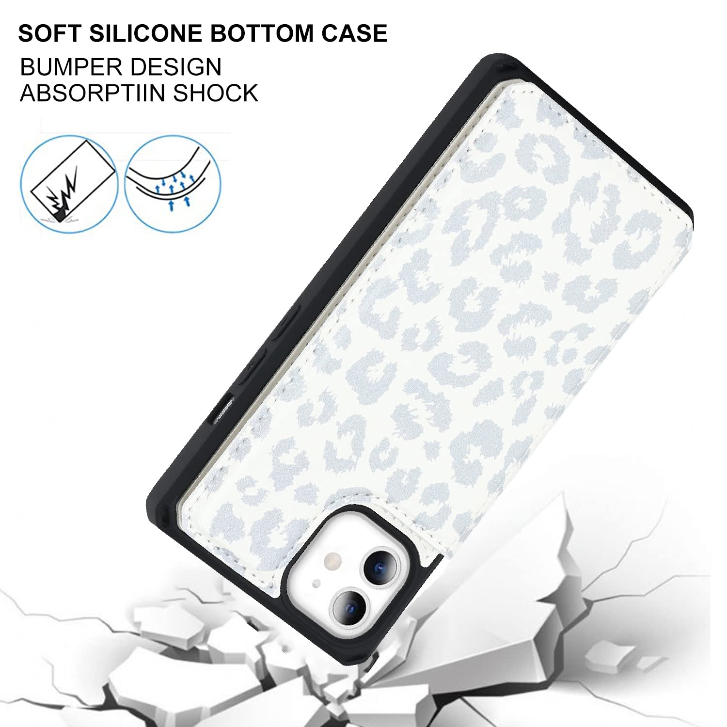 Cavor For Iphone 11 Wallet Case With Card Slots Holder,Leopard Grain Pu Leather [Kickstand Feature][Wrist Strap] Double Magnetic