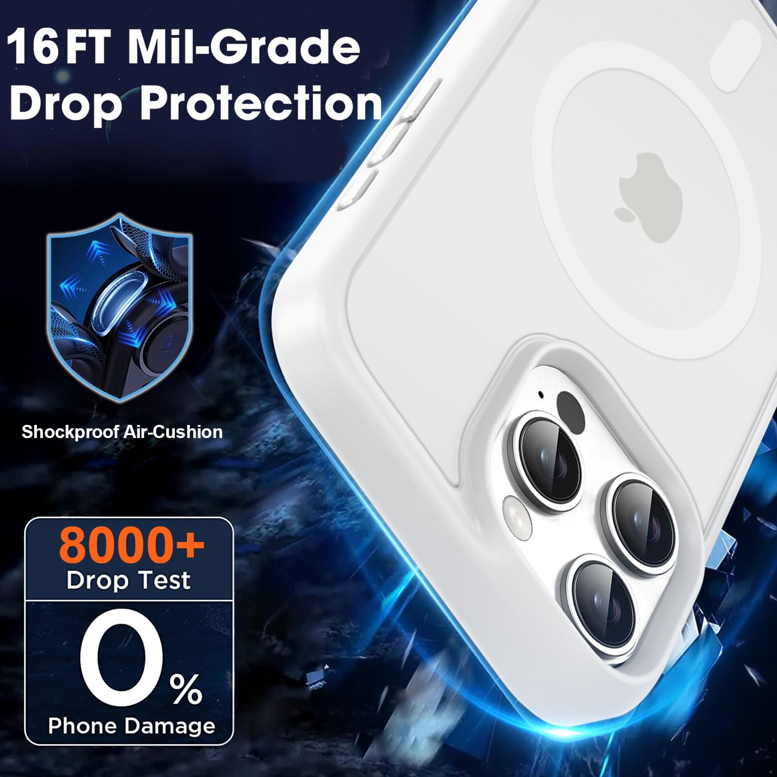 Mocca Strong Magnetic For Iphone 16 Pro Phone Case, [Compatible With Magsafe][16Ft Mil Grade Drop Protection] Slim Thin Transluc