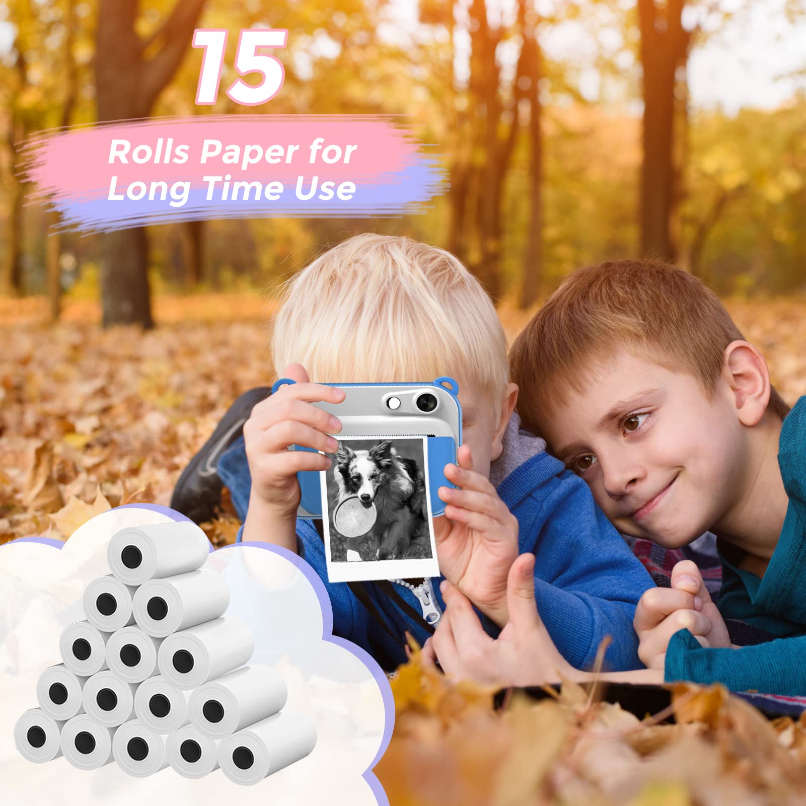15 Rolls Camera Paper For Kidizoom Print Camera Paper Refill, 2.2X1 Inch Bpa Free Kids Camera Paper Compatible With Esoxoffore/M