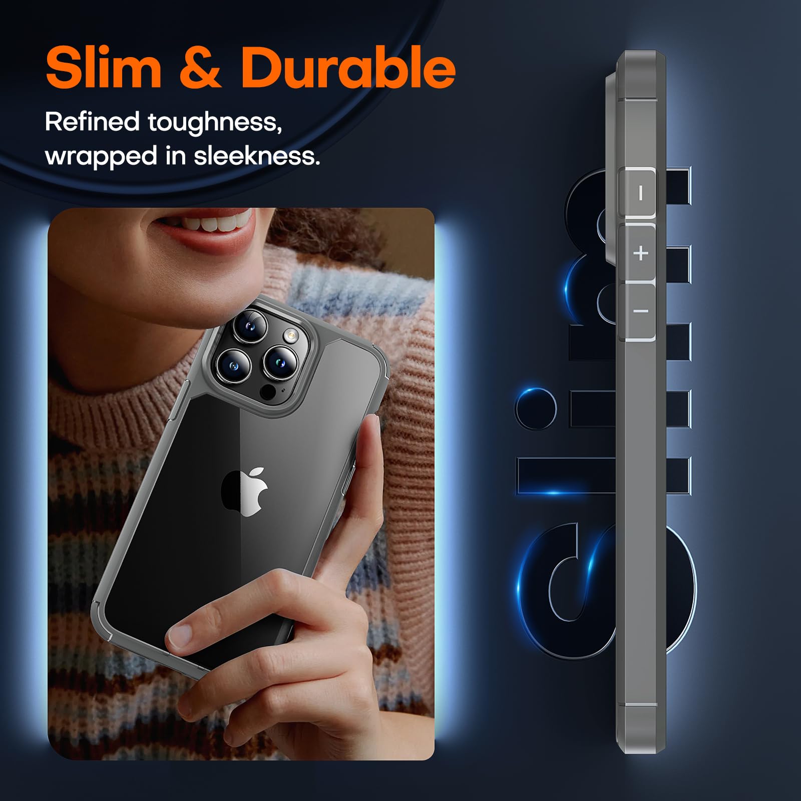 Tauri 5 In 1 For Iphone 15 Pro Max Case Gray, [Military Grade Drop Protection] Slim Shockproof Phone Lanyard Case 6.7 Inch