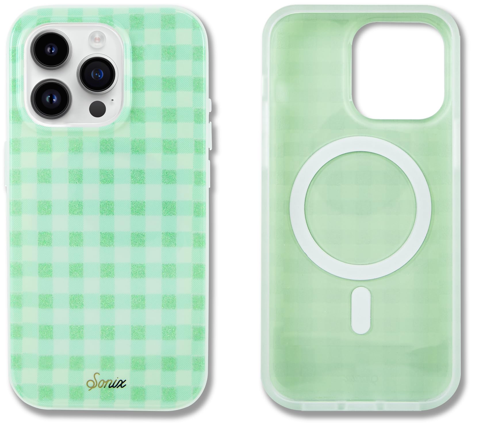 Sonix Case For Iphone 15 Pro Max | Compatible With Magsafe | 10Ft Drop Tested | Minty Gingham