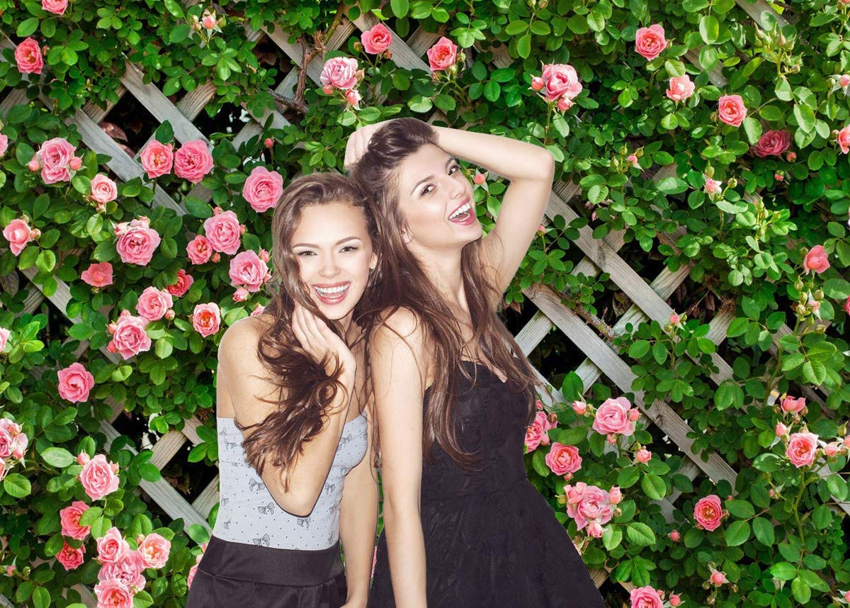 Aiikes 7X5Ft Flowers Backdrop For Photography Spring Floral Photo Backdrop Green Leaf Fence Backdrops Birthday Party Decoration