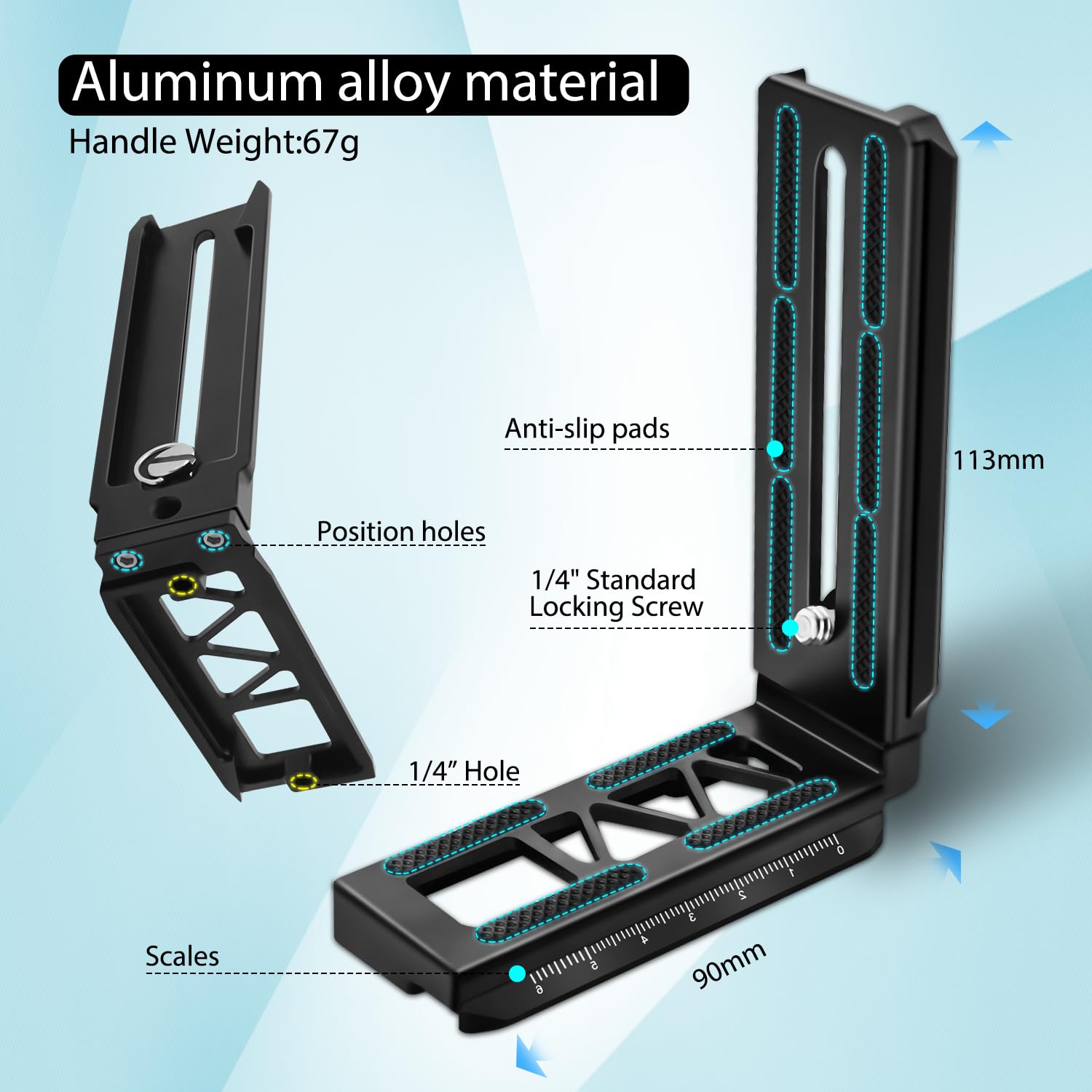 Wewoga Aluminum L Bracket Horizontal Vertical Switching Gimbal L Handle Camera Quick Release Tripod Plate Compatible With Dji Ro