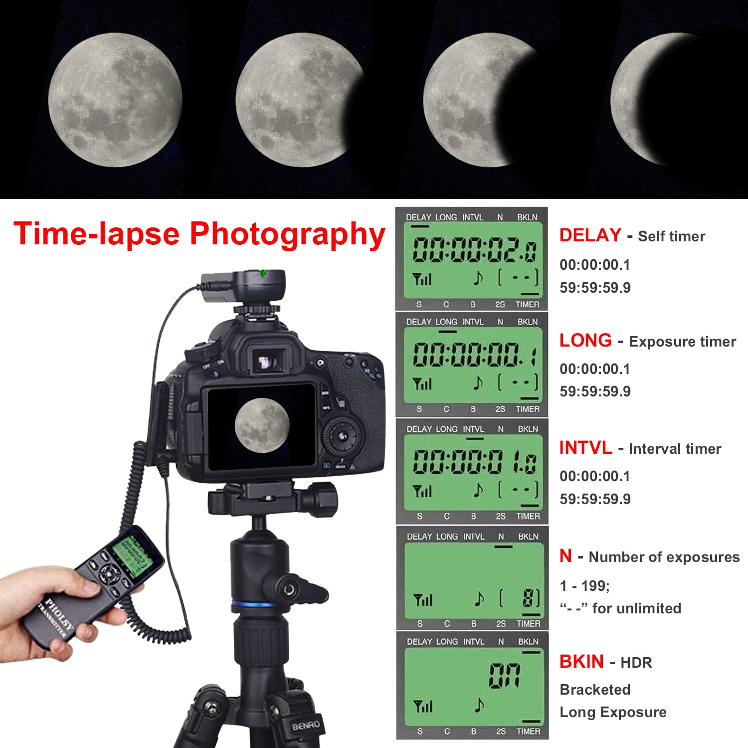 Pholsy Intervalometer For Canon Camera Remote Shutter Release C8 Timer Remote Control For Canon Eos 5D Mark Iv Iii, 5D 6D 6D-Ii