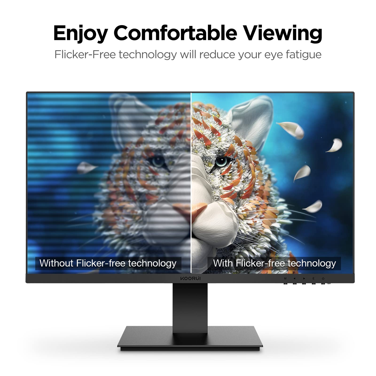 Koorui 24 Inch Computer Monitor, Fhd Pc Monitors 1920 X 1080P Ips Display 75Hz, Hdmi, Vga, 5Ms Response Time, 75 X 75 Mm Vesa Mo