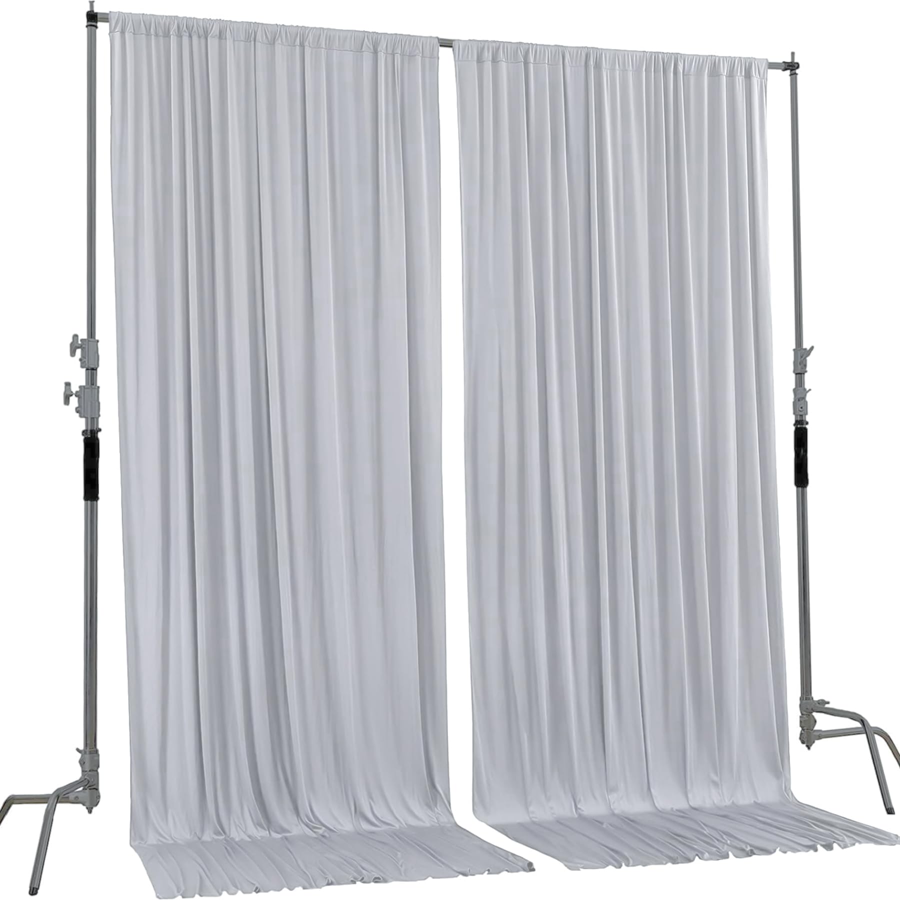 10Ft X 10Ft Wrinkle Free Silver Backdrop Curtain Fpr Parties, Polyester Backdrop Drapes Panels For Wedding Space Theme Birthday