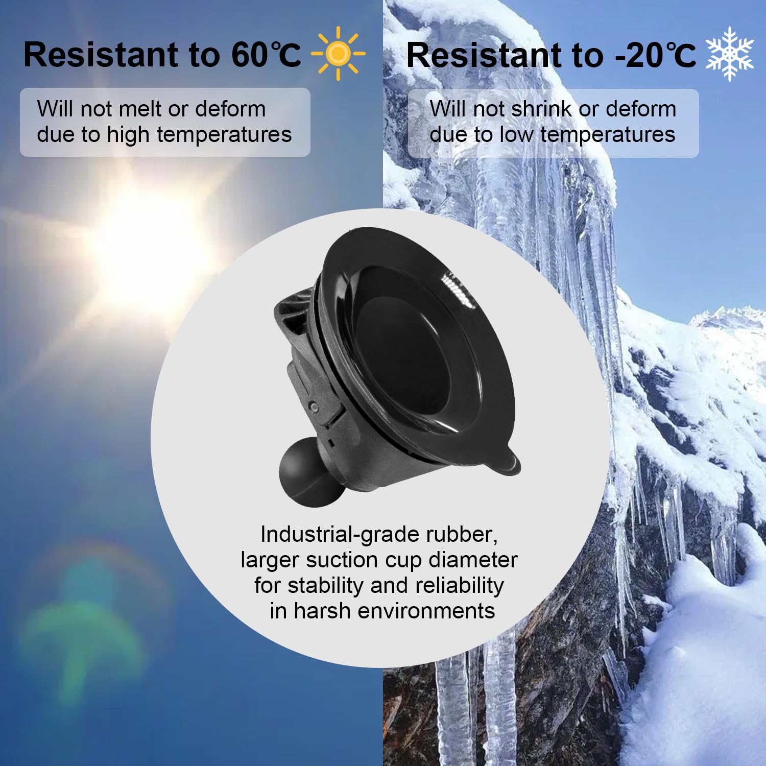 Windfrd Suction Cup Base With 1 Inch/B Size Ball For Car Windshield Dashboard, One Touch Quick Lock, Attaches 1'' Arm And Phone