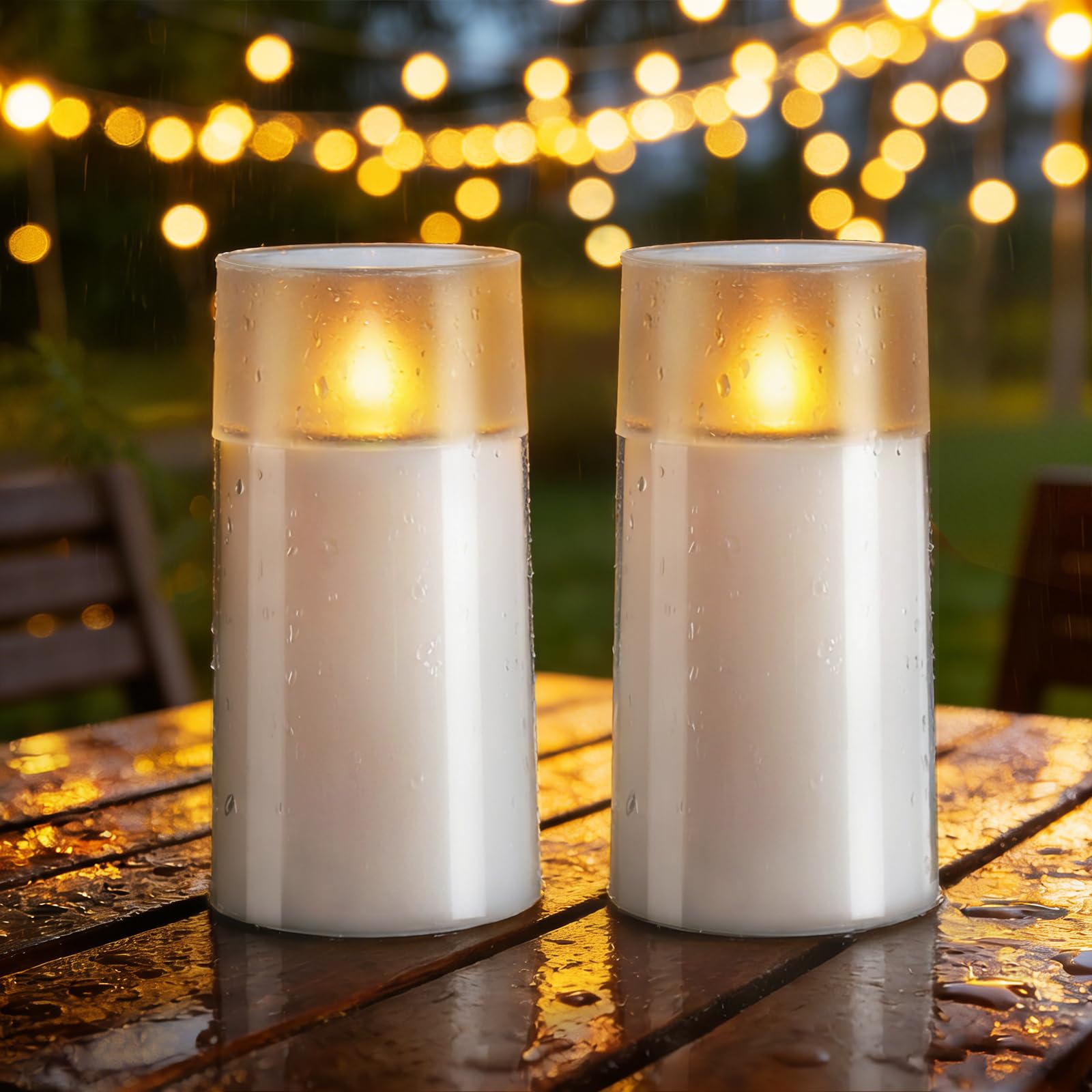 Homemory Solar Candles Outdoor Waterproof, Flickering Flameless LED Candles with Dusk to Dawn Sensor, 3x6 Solar Powered Candles 