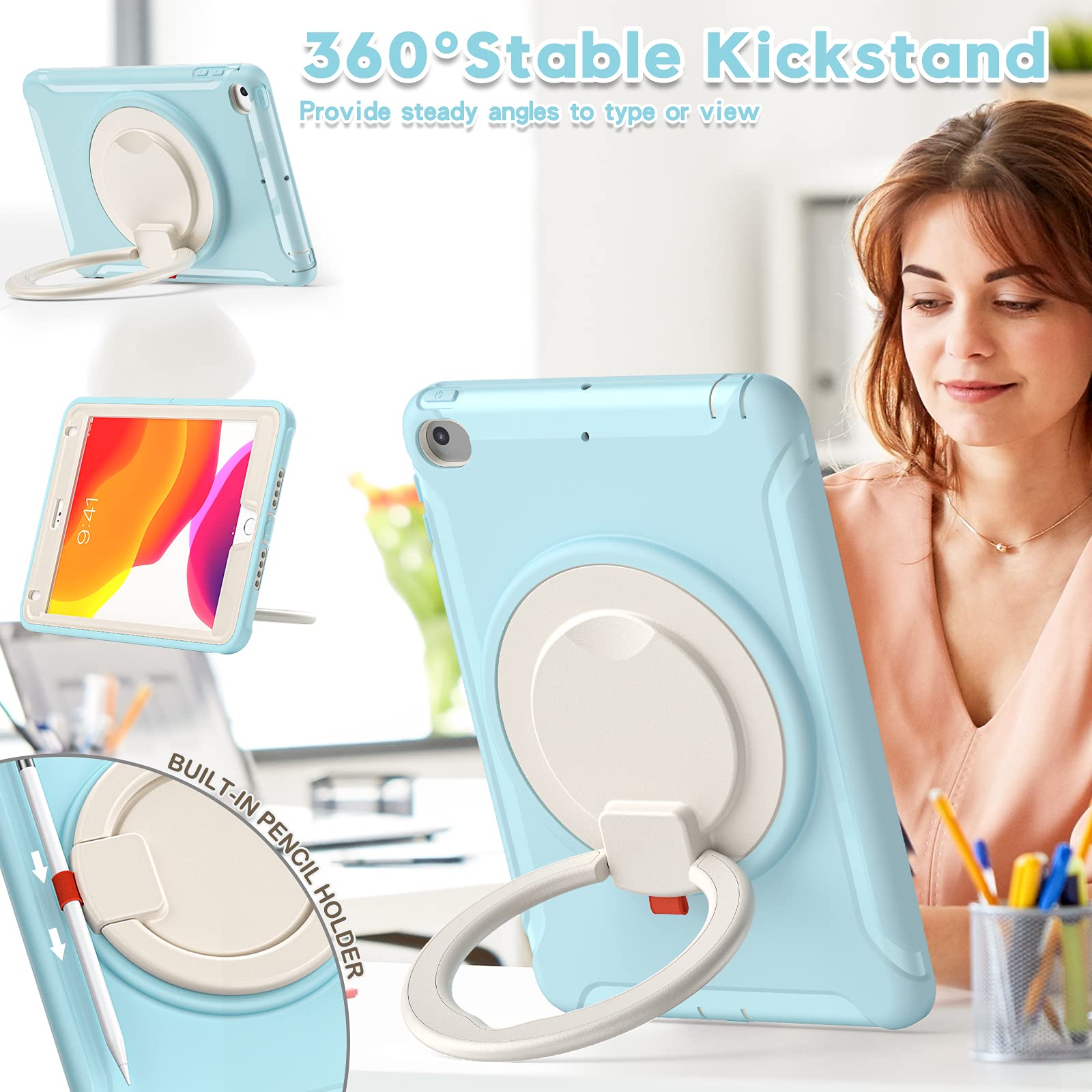Batyue Ipad Mini 5 Case & Ipad Mini 4 Case;For Ipad Mini 5 (2019) & Ipad Mini 4 (2015);Protective Rugged Case With Pencil Holder