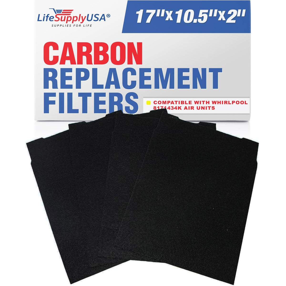 Lifesupplyusa Carbon Pre Filter Replacements Compatible With Whirlpool 8171434K Air Models Ap350 Ap450 Ap510 (4 Pack)