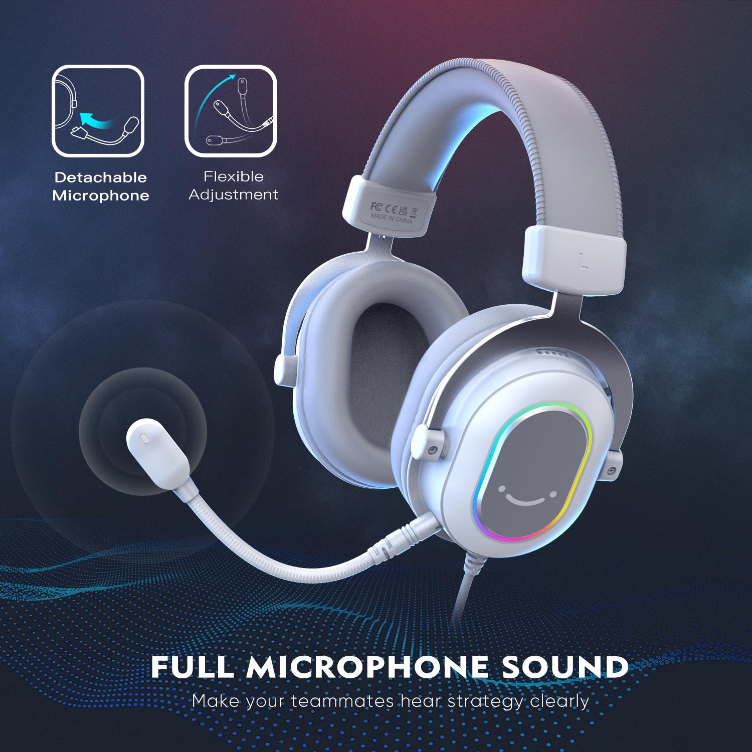 Fifine Usb Gaming Headset, Pc Headphones Wired With Microphone For Computer/Laptop, Over-Ear Rgb Headset With 7.1 Surround Sound