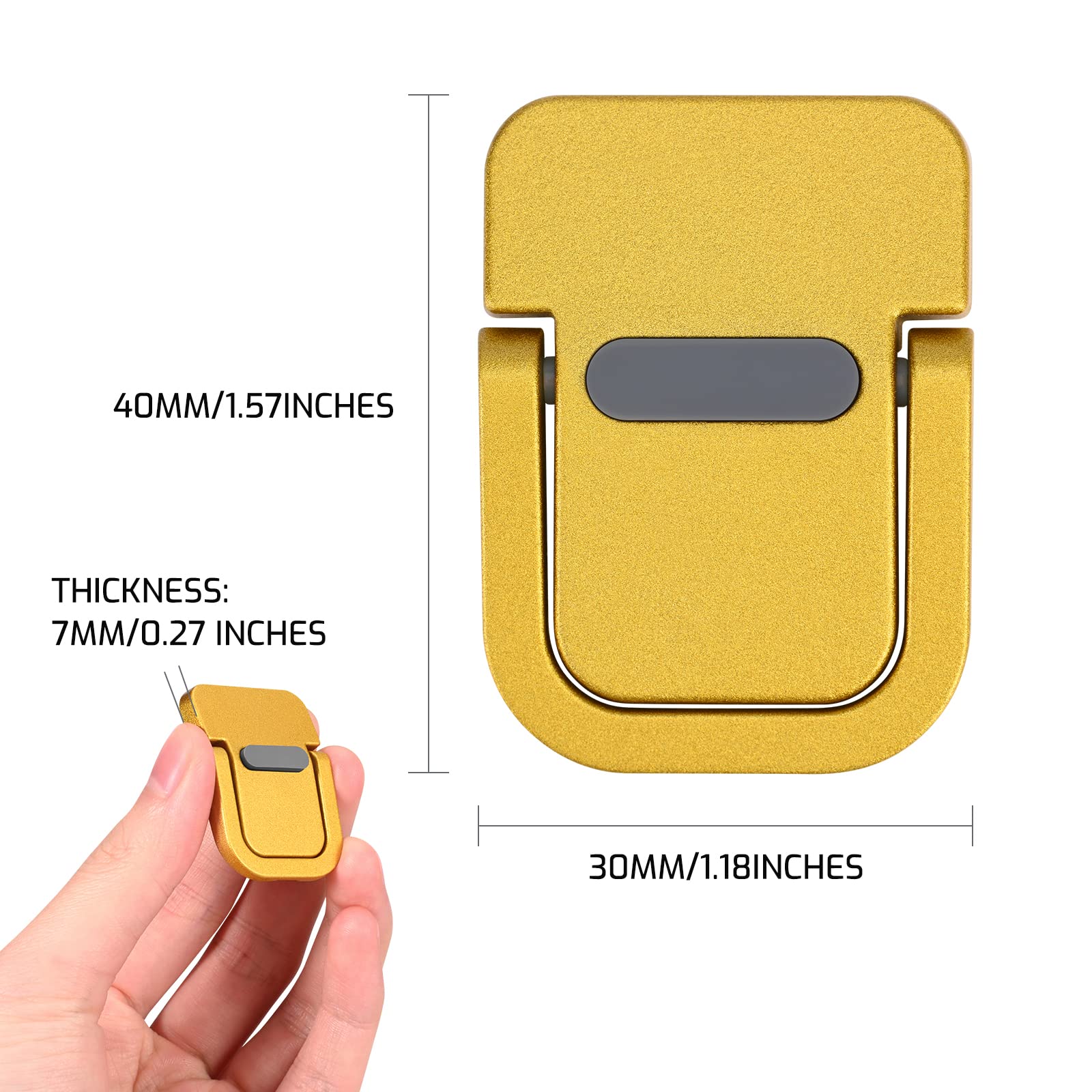 Tofun 1 Pair Foldable Laptop Zinc Alloy Stand, Self Adhesive Invisible Desk Keyboard Feet, Mini Metal Laptop Feet Lifter,Gold