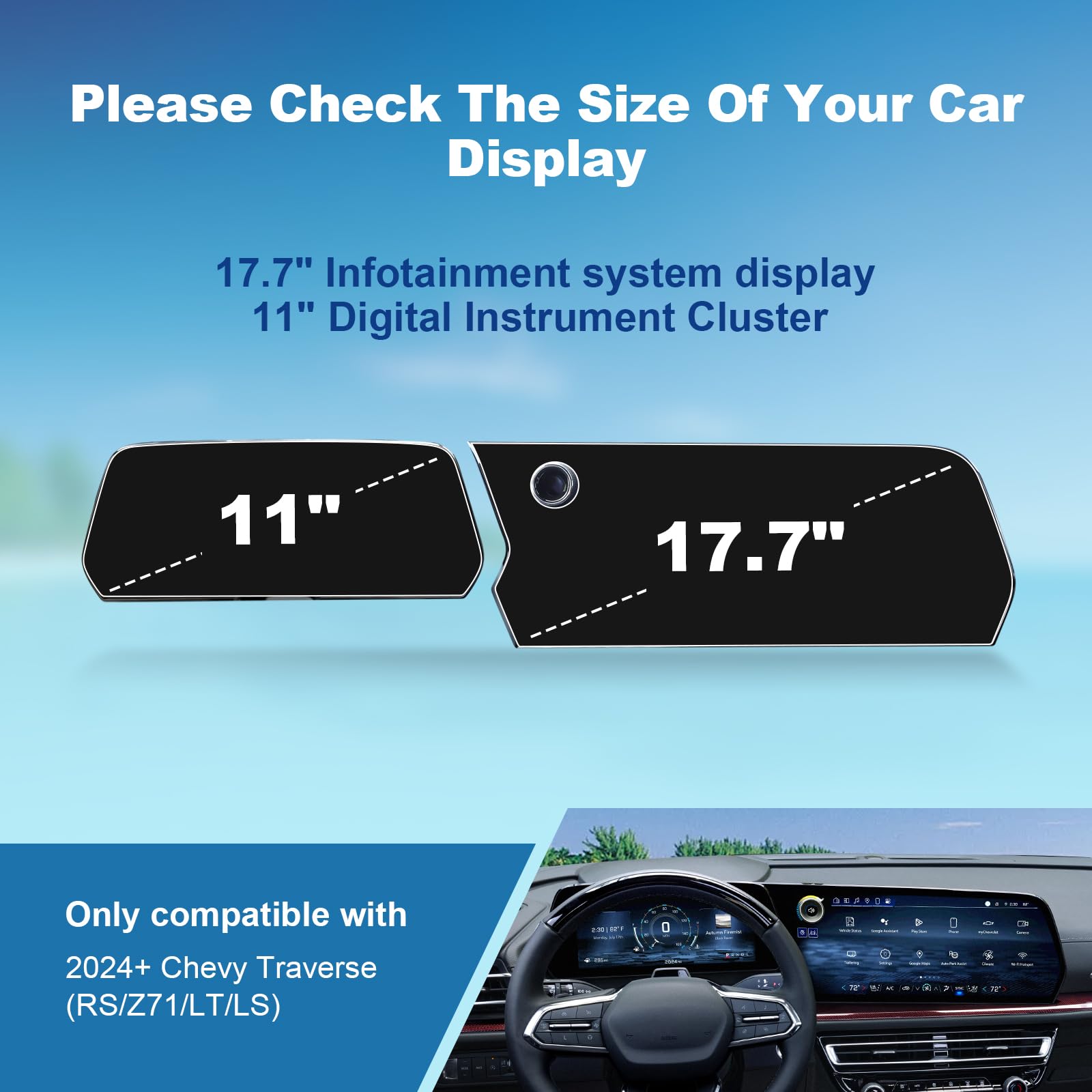 Coleya (4Pcs) 2024 Traverse Screen Protector For Chevy Traverse (17.7In Navigation+11In Dashboard), 2024 Chevy Traverse Rs/Z71/L