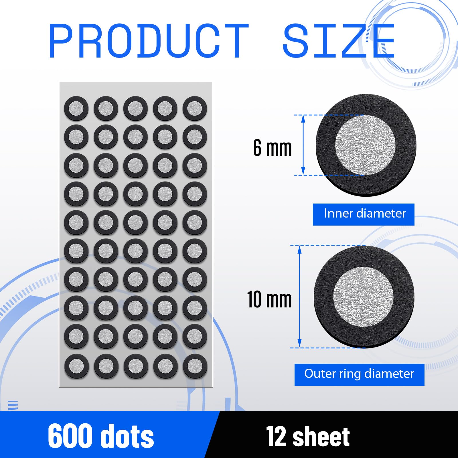 Marspark 12 Sheets 600 Dots 6.0Mm 3D Scanning Markers For 3D Scanner Accurate Tracking Dots Reference Point Markers Diffuse Refl