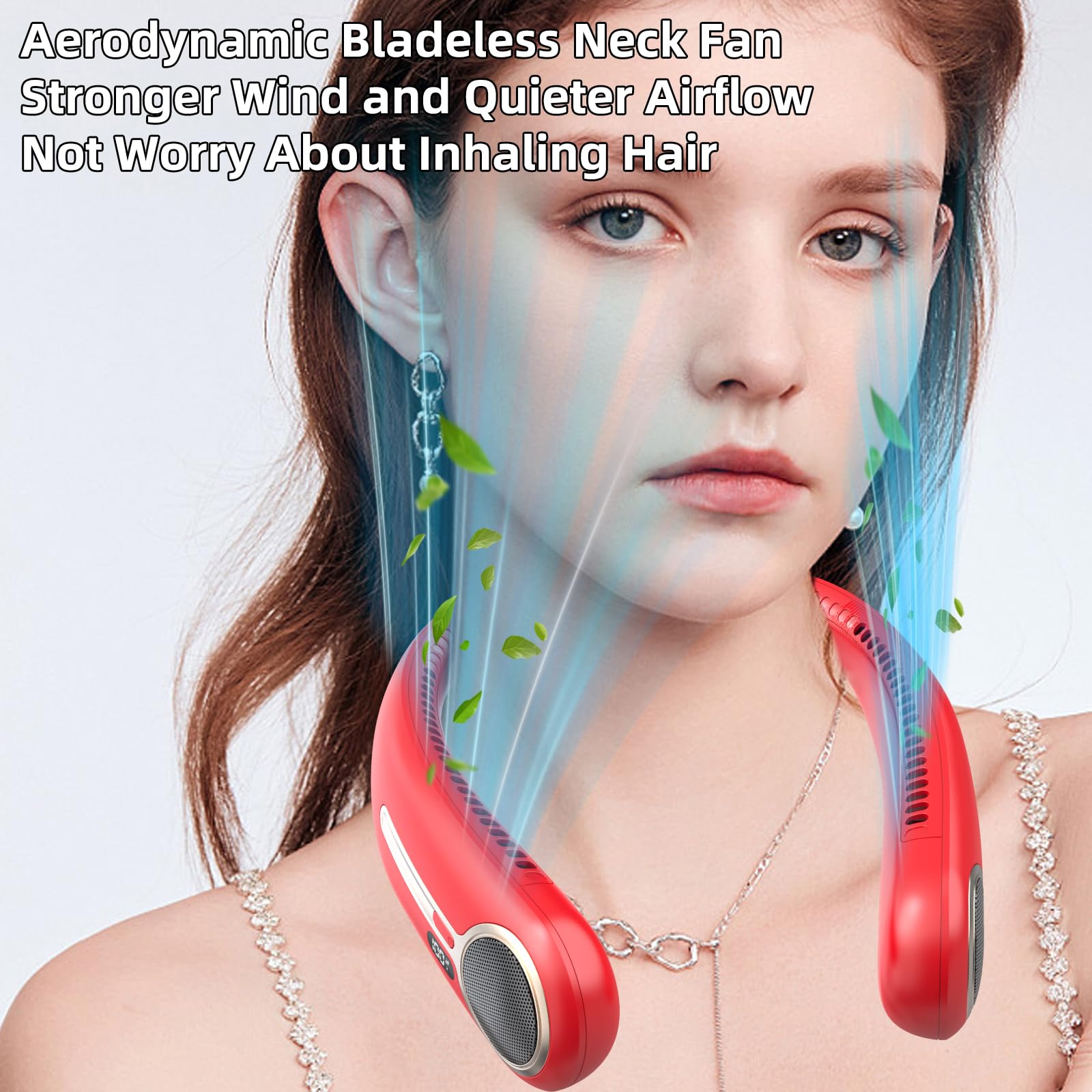 Portable Neck Fan,Hands Free Personal Wearable Bladeless Fan,6000Mah Usb Rechargeable,360 Cooling,Led Display,4-Speeds,Birthday