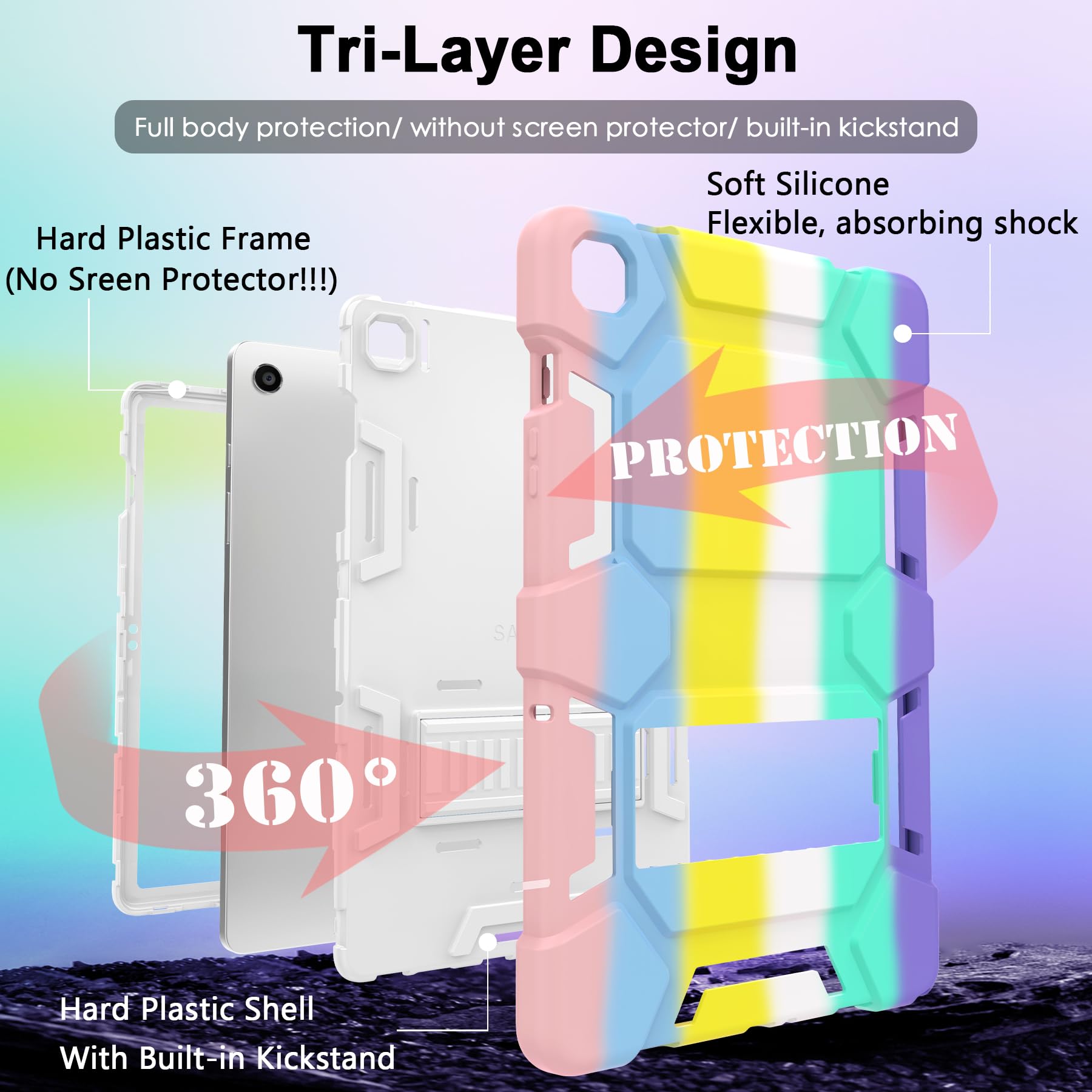 Ccmao Case For Samsung Galaxy Tab A9+/A9 Plus 11   (Sm X210/X216/X218), Heavy Duty Shockproof Hard Hybrid Three Layer Protective