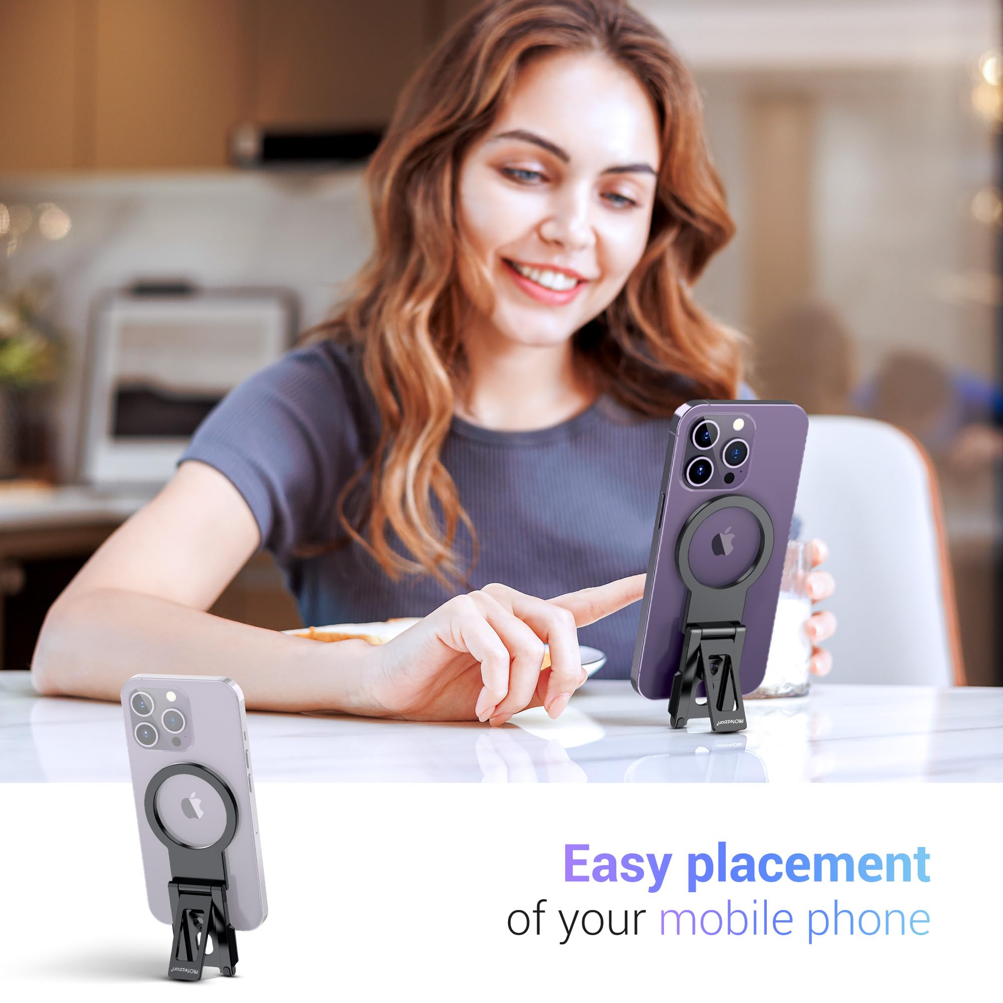 Profezzion Continuity Camera Mount With Mag Safe For Mac Desktops & Displays, Strong Magnetic Phone Holder For Iphone 16 15 14 1