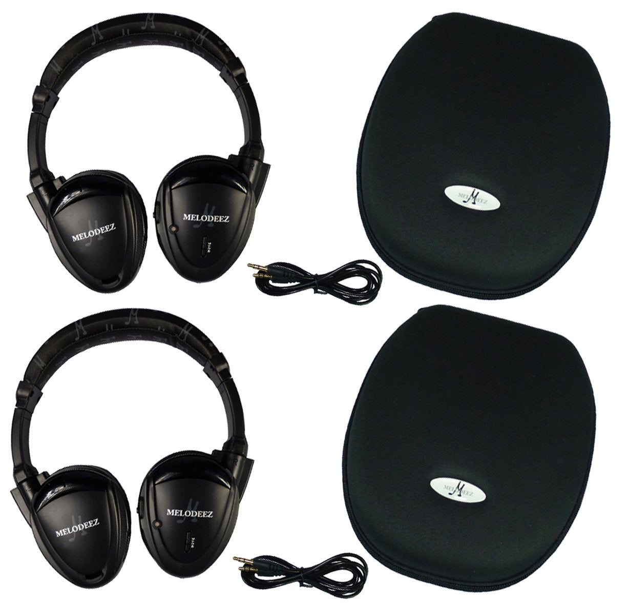 Two Wireless 2 Channel Fold Flat Infrared Rear Entertainment System DVD Player IR Headphones For In Car Listening With Case and 