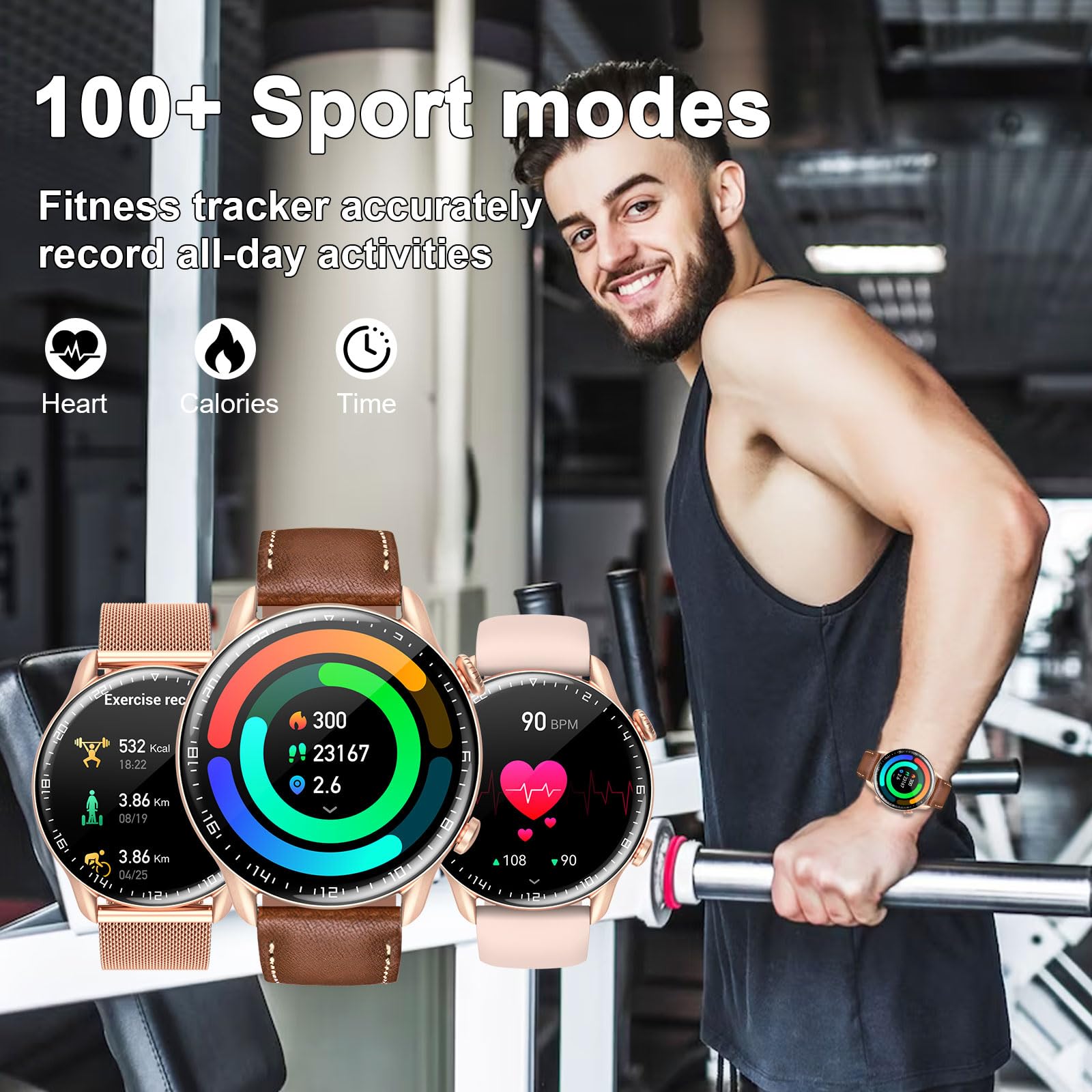 Fekido Stylish Smart Watch For Women(Answer/Dial), 1.43-Inch Amoled Waterproof Hd Screen Round Smart Wrist Band, 14 Days Battery