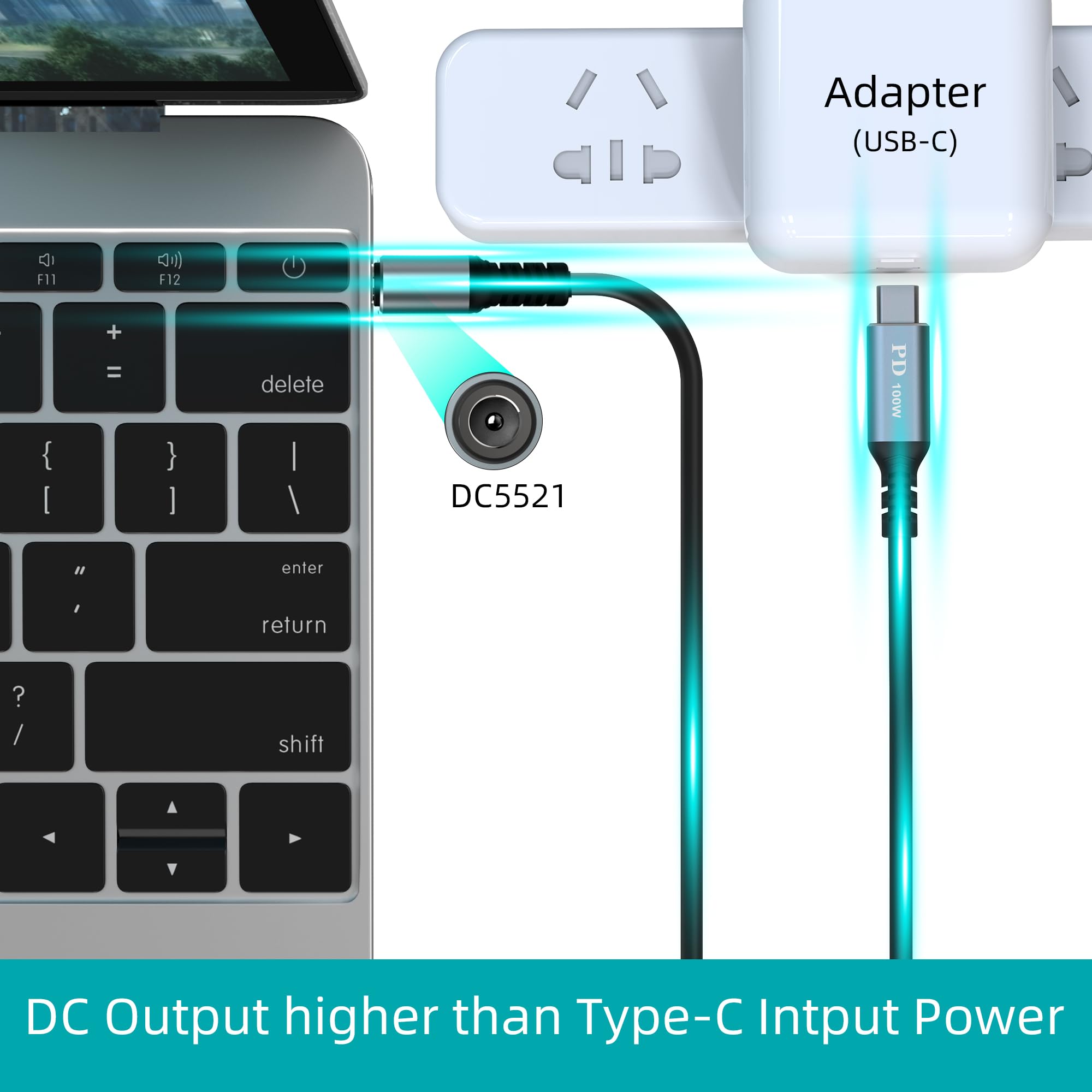 Hiebee For Starlink Mini Usb C To Dc Power Cable, Starlink Mini Usb C Cable For 65W+ Pd Power Bank, Max Power 100W, Small And Portable Starlink Mini Cable Kit