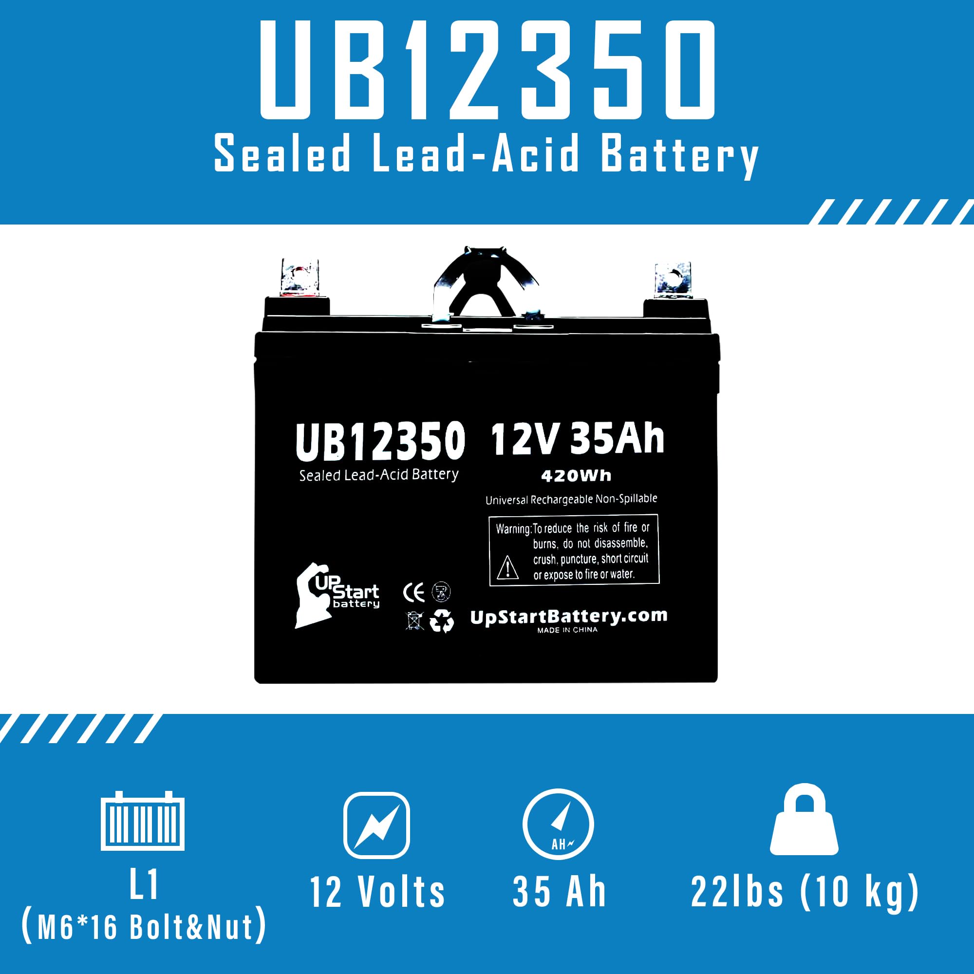 2 Pack Replacement For Invacare Leo Battery   Replacement Ub12350 Universal Sealed Lead Acid Battery (12V, 35Ah, 35000Mah, L1 Te