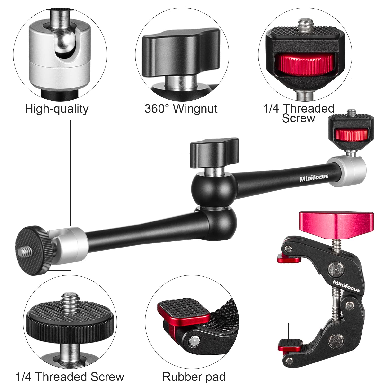 11 Articulating Friction Magic Arm Super Camera Clamp Mount Cell Phone Holder Action Camera Adapter Kit For Dslr Camera Lcd Mo