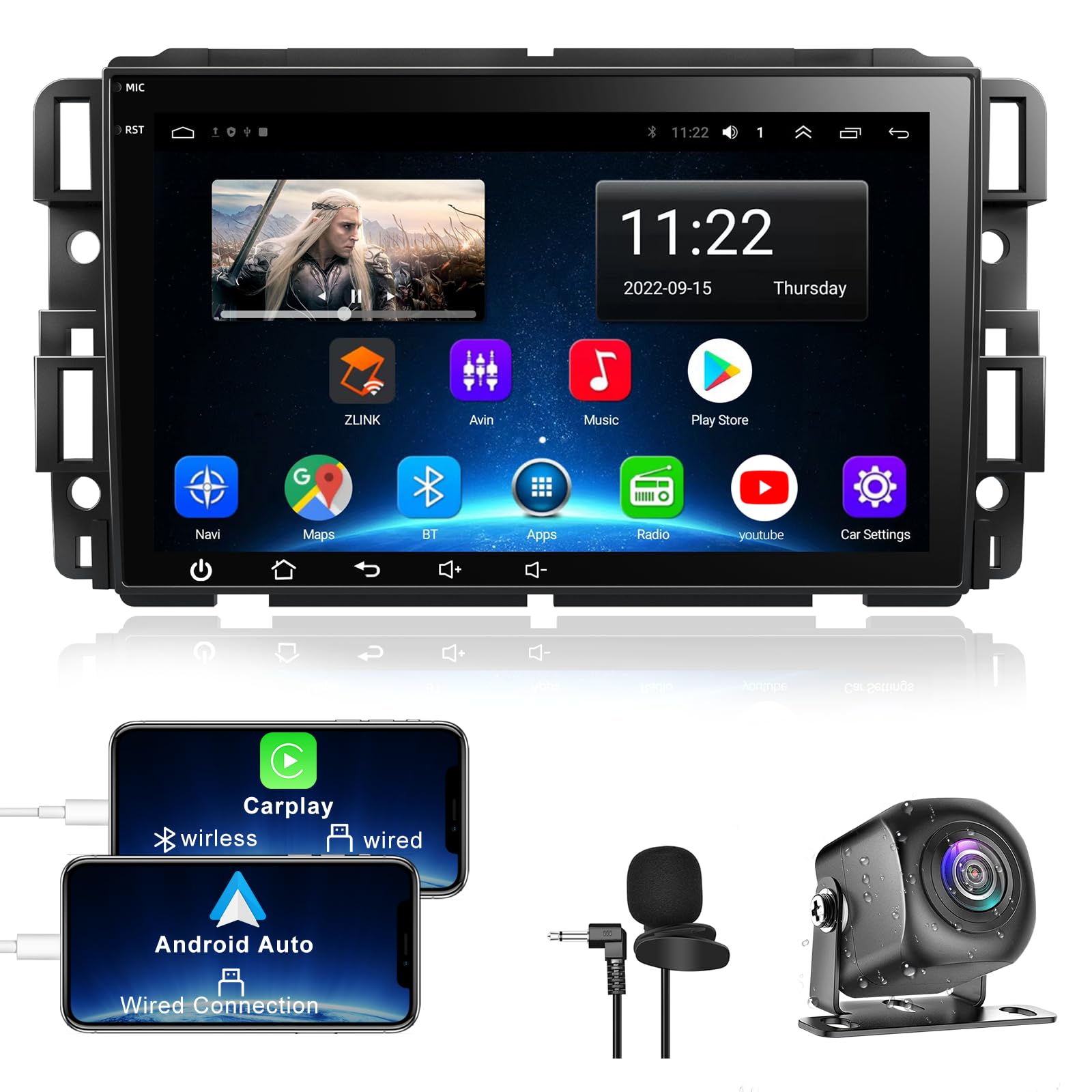 4+64 Android 13 Car Stereo Radio for Chevy Silverado Impala GMC Sierra Buick Enclave 2007-2012, 8  IPS Touch Screen Car Radio Bu