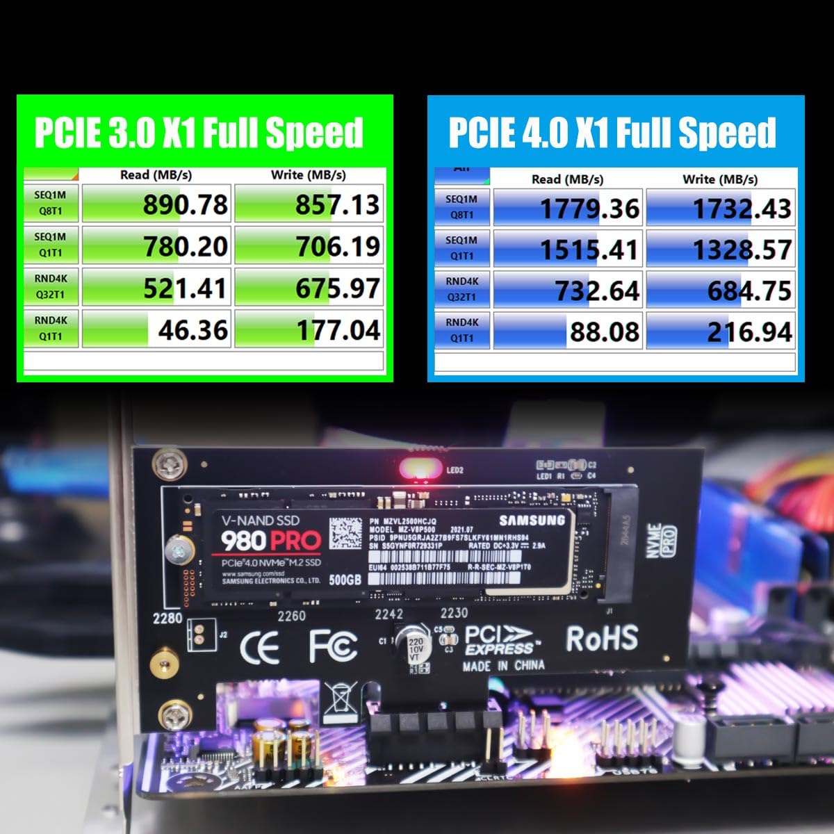 Glotrends Pa09 X1 M.2 Nvme To Pcie X1 Adapter For 2230/2242/2260/2280 M.2 Nvme Ssd, Pcie X1 Installation