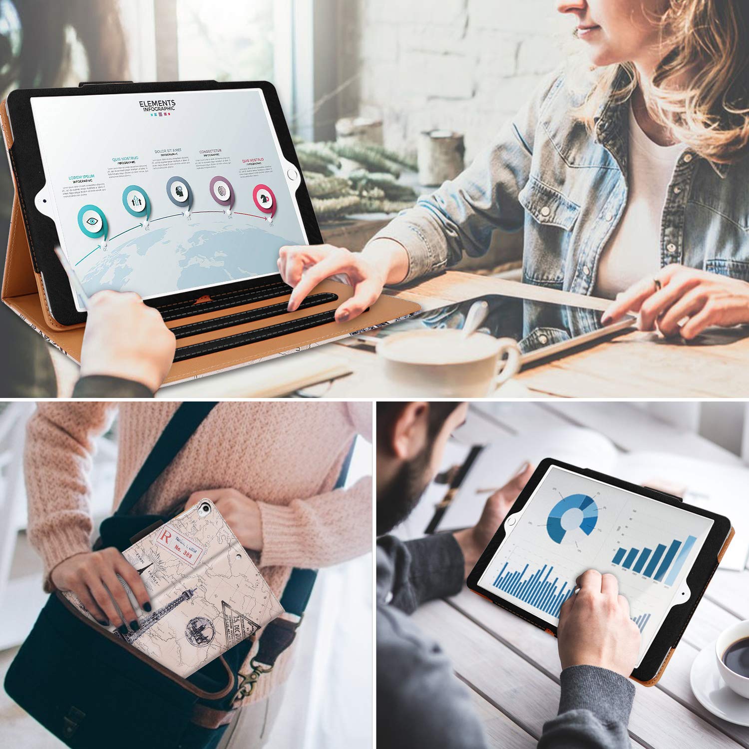 For Ipad 10.2 Case 2021/2020, For Ipad 9Th/8Th Generation Case With Pencil Holder   Multi Angle Stand, Hand Strap, Auto Sleep/Wa