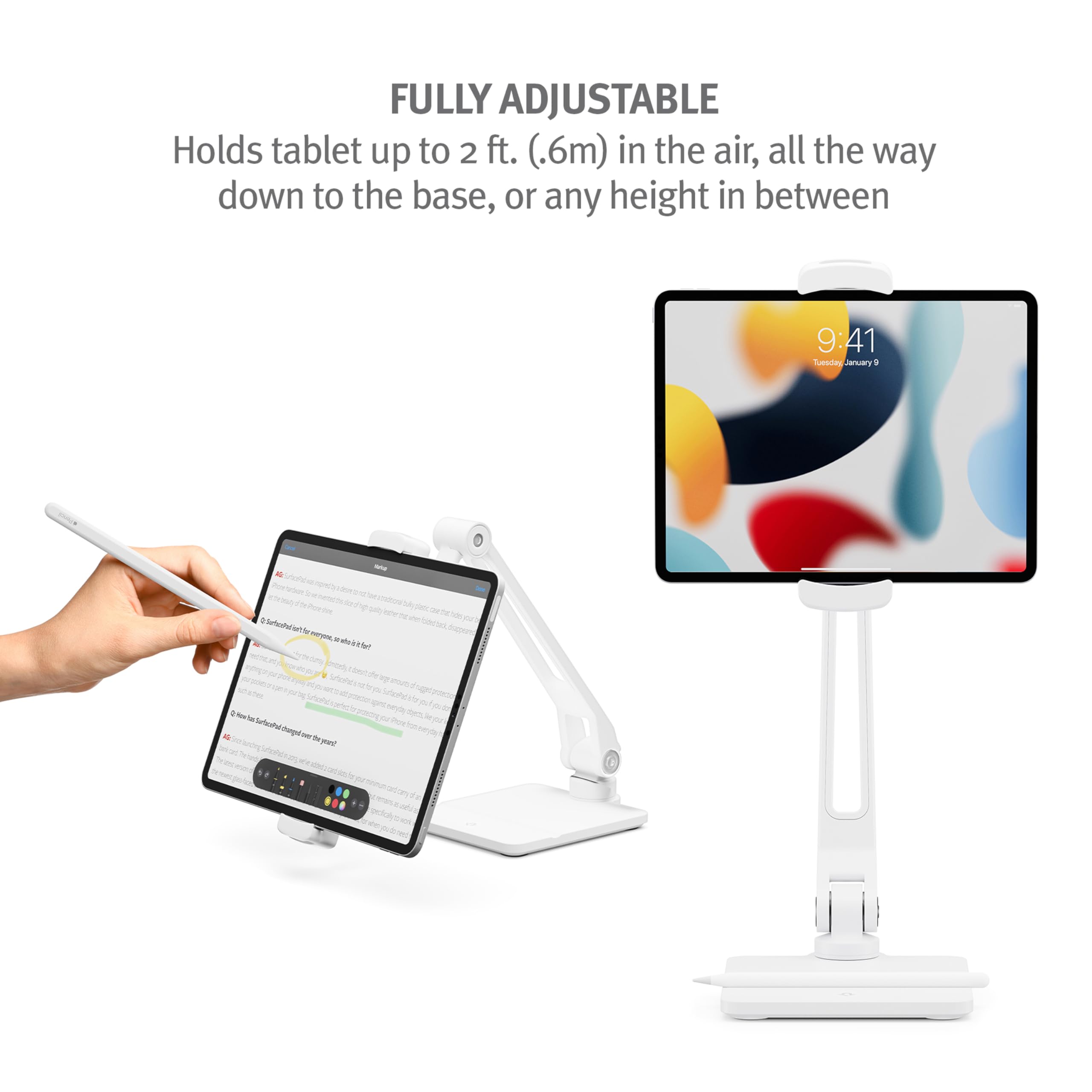 Twelve South Hoverbar Duo (2Nd Gen) For Ipad / Ipad Pro/Tablets | Adjustable Arm With New Quick-Release Weighted Base And Surfac