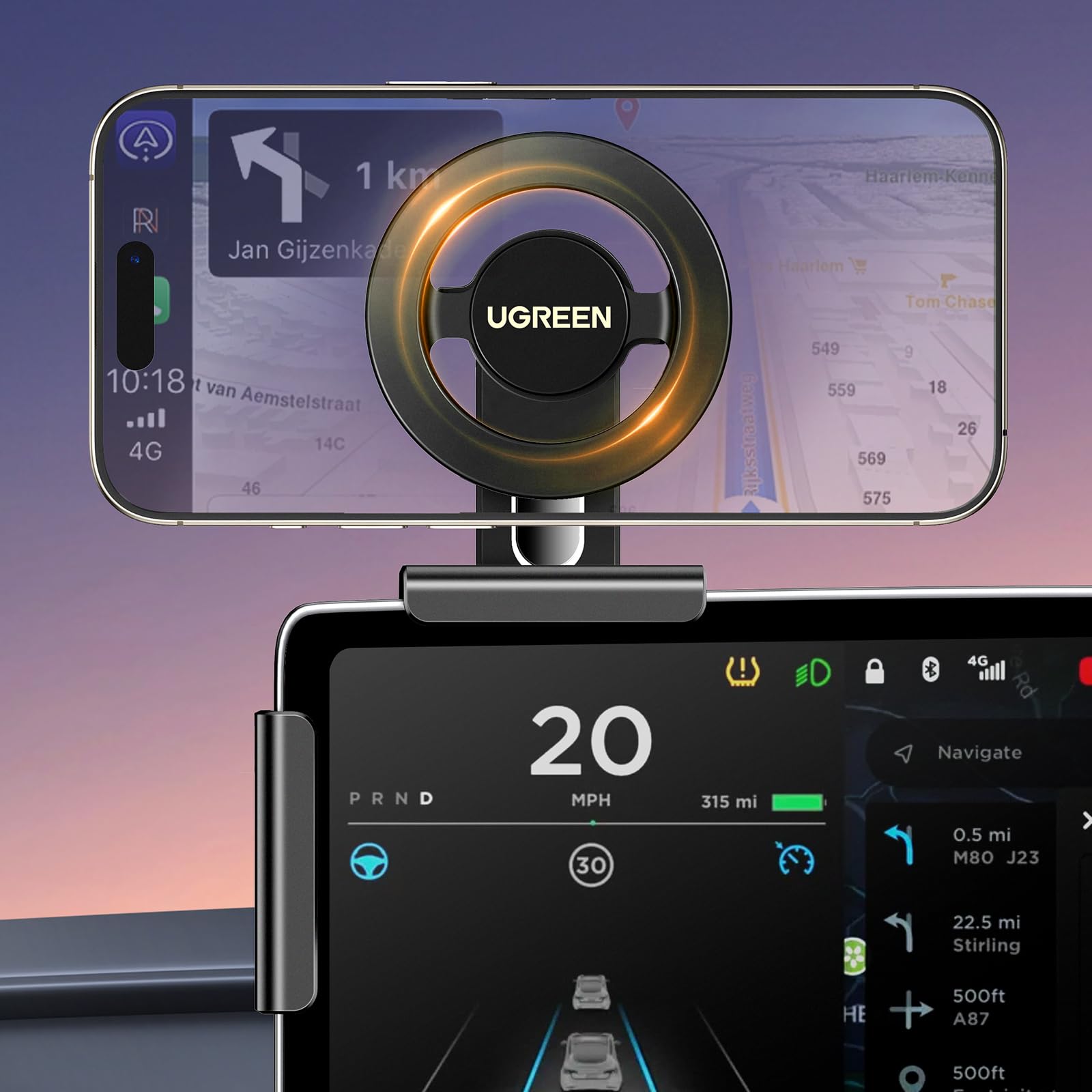 Ugreen Phone Holder For Tesla Model 3 Y Magsafe Magnetic Phone Mount Holder Strongest Magnet Power Compatible With Iphone 16 15