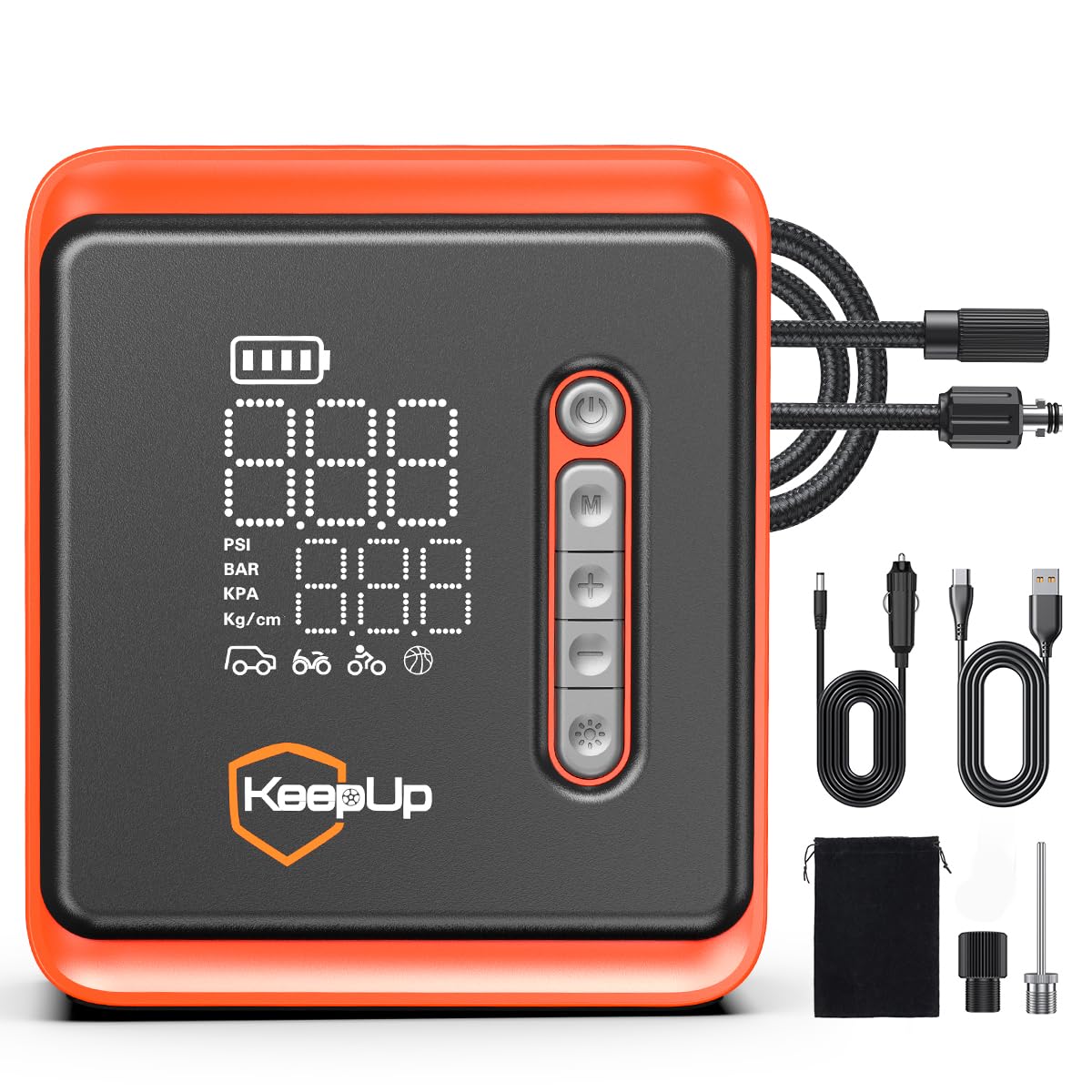 Tire Inflator Portable Air Compressor - Air Pump for Car Tires with Tire Pressure Gauge (150 PSI&10000mAh) - One Click Smart Pum