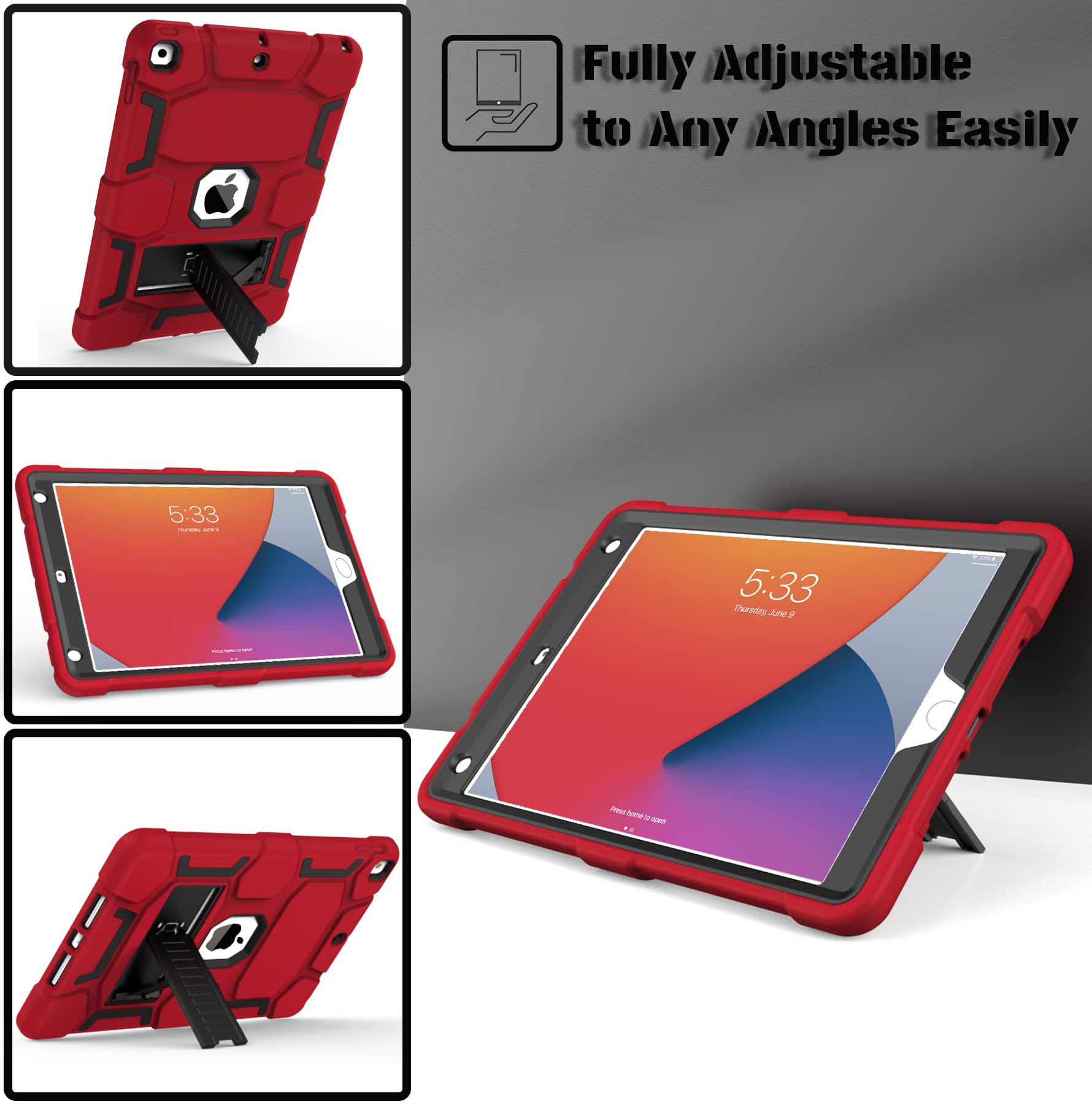 Ccmao Case For Ipad 9Th Generation/Ipad 8Th Generation/Ipad 7Th Generation, Slim Heavy Duty Shockproof Rugged Protective Case Wi