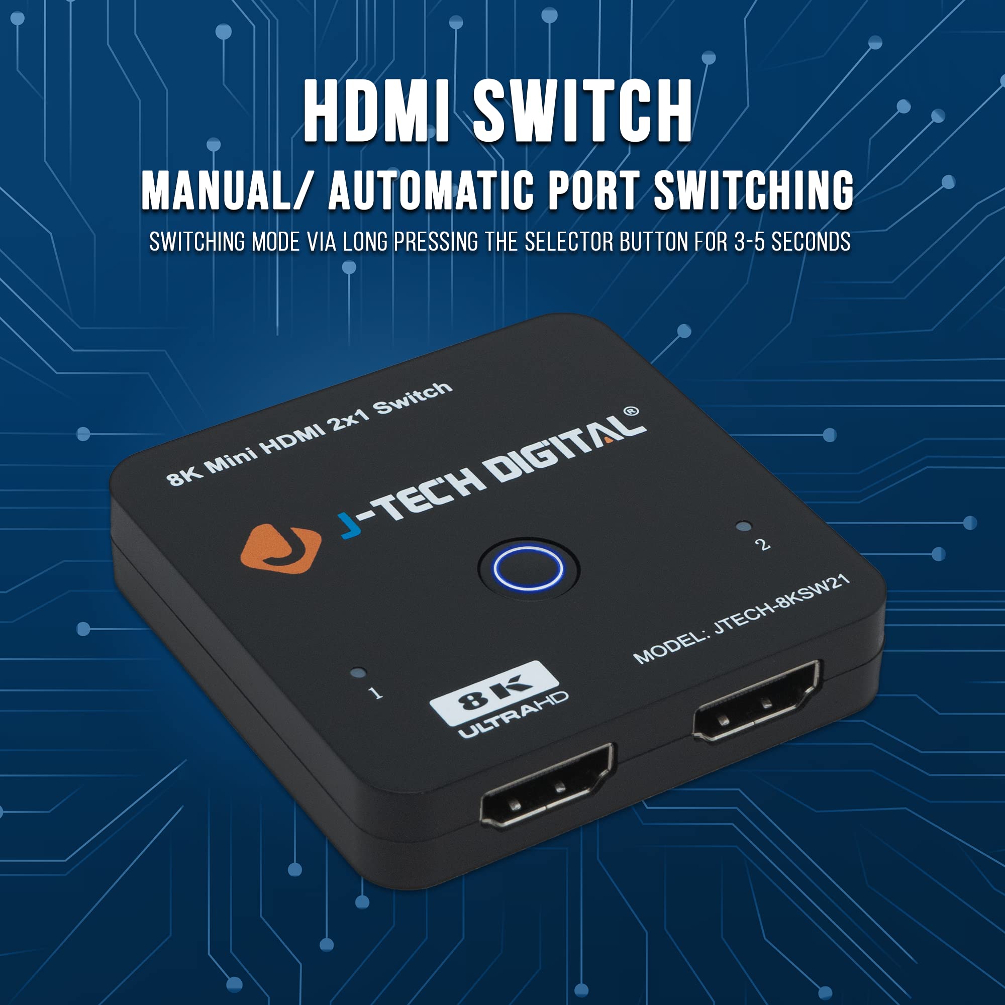8K Hdmi 2.1 Mini Switch 2 In 1 Out 48Gbps 8K 60Hz 4K 120Hz Hdr / Hdr10 Hdmi Switcher For Xbox Ps5 Bluray With Auto Switch By J T