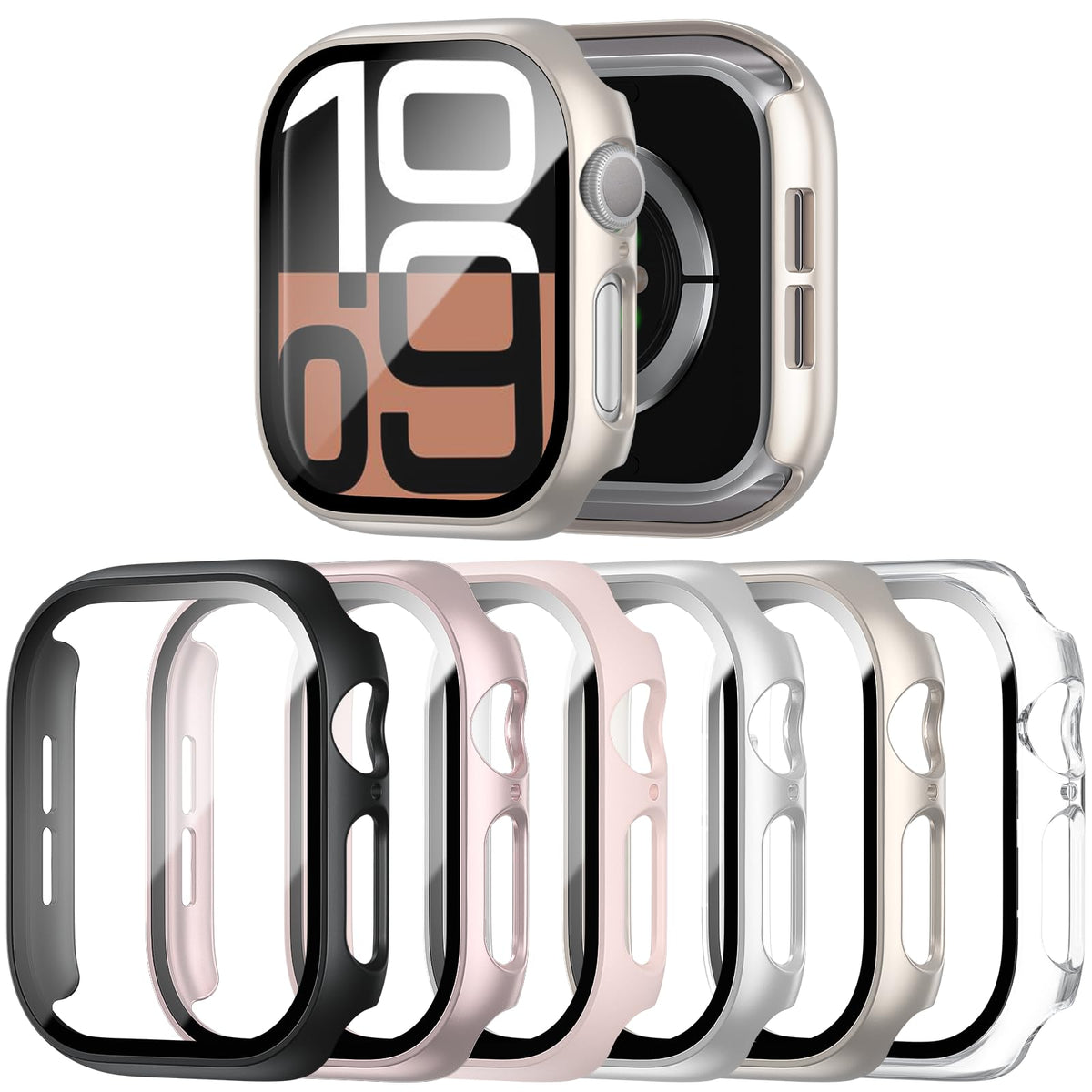Landhoo 6 Pack Case With With Tempered Glass Screen Protector For Apple Watch Series 10 42Mm(2024), Hard Pc Ultra-Thin Scratch R