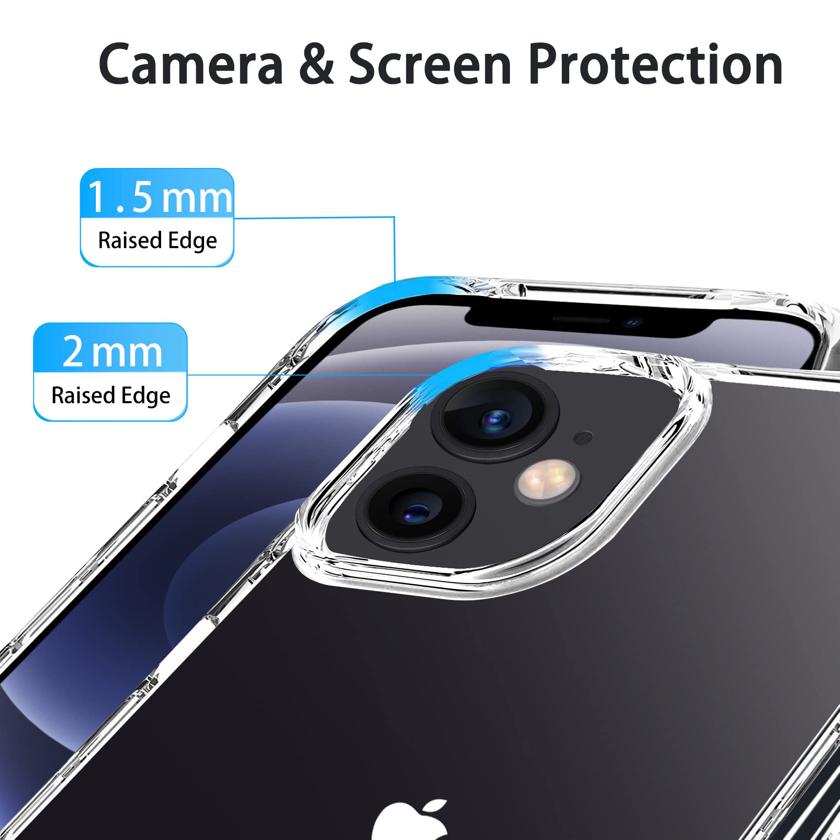 JJGoo Phone Case for iPhone 12 12 Pro Clear Shockproof Slim Hard PC Protective Cover