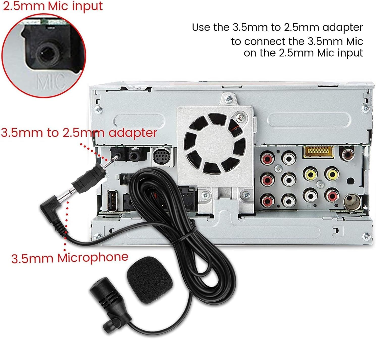 Generic Fingerlakes Universal Car Microphone Mic Replacement For Pioneer, Kenwood, Alpine, Sony, Panasonic, Jvc, Jensen, And Man