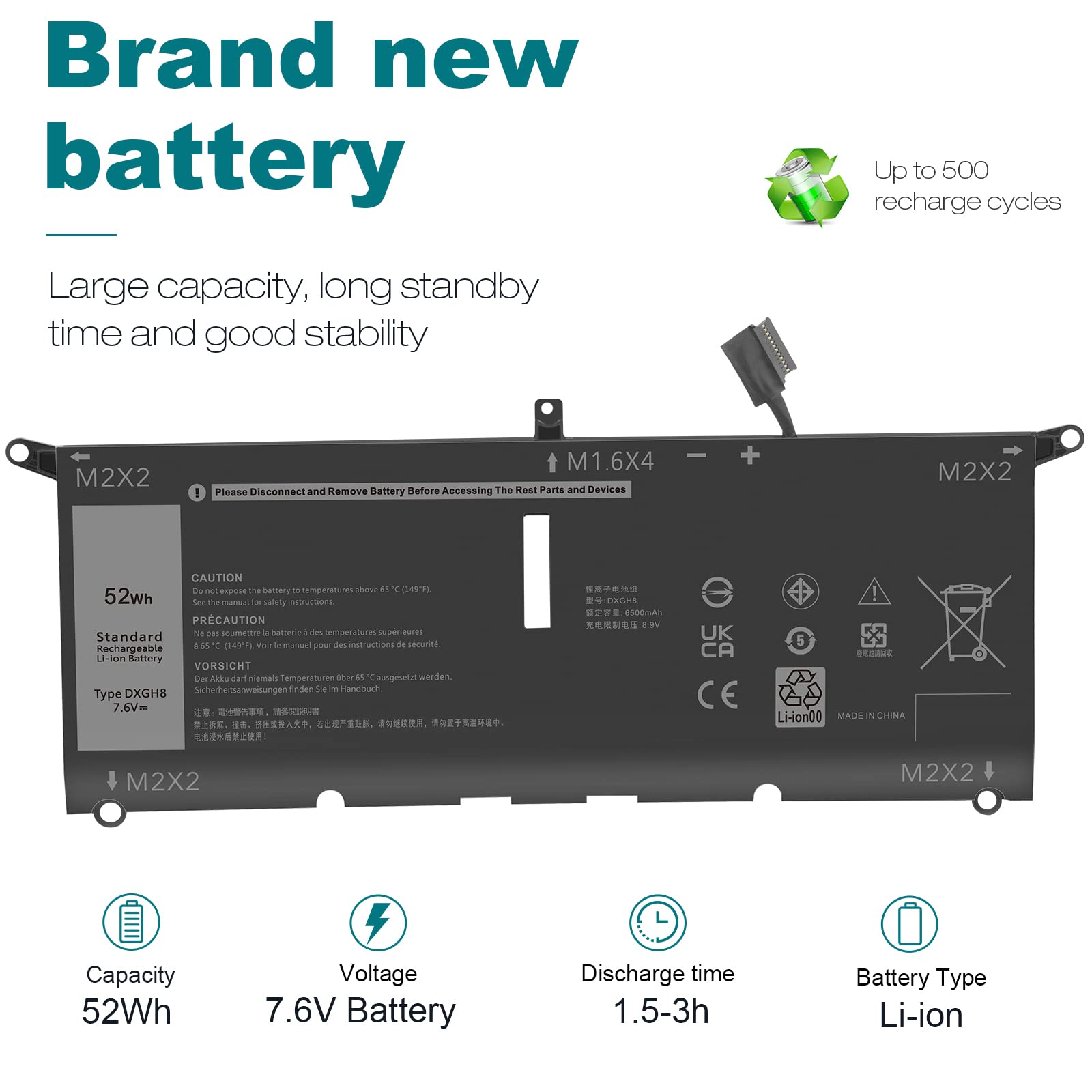 Tree.Nb Dxgh8 Battery For Dell Xps 13 9370 9380 2019 Inspiron 13 7390 7391 2 In 1 5390 5391 Latitude 3301 E3301 Vostro 5390 5391