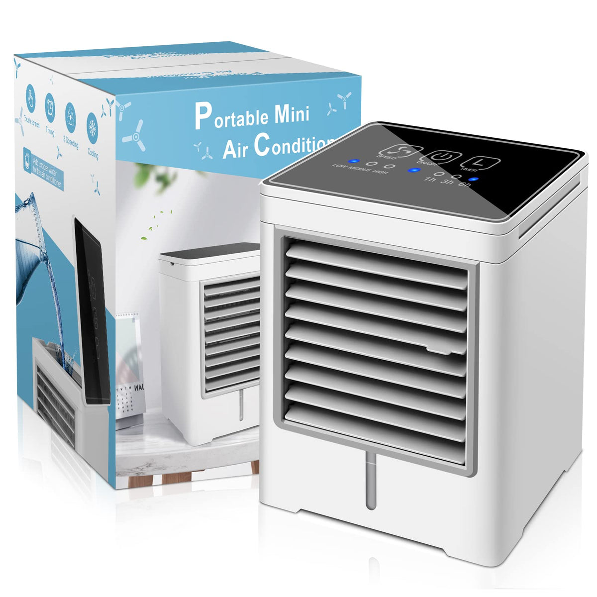 Portable Air Conditioners, Usb Personal Mini Air Conditioner With 3 Speed, Evaporative Air Cooler With Touch Screen, Portable Ac
