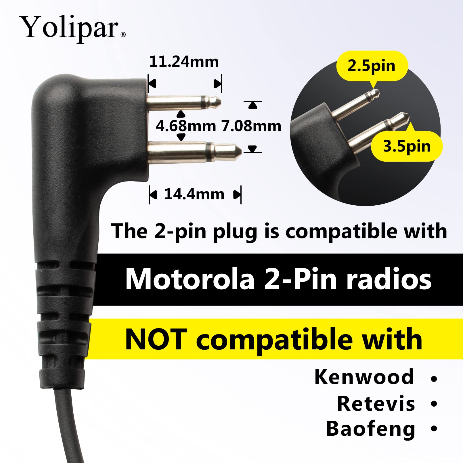 Yolipar 10 Pcs Cp200D Rdm2070D Surveillance Earpiece Compatible With Motorola Radio Cls1410 Cls1110 Cp200 Gp300 Gp2000 Walkie Ta