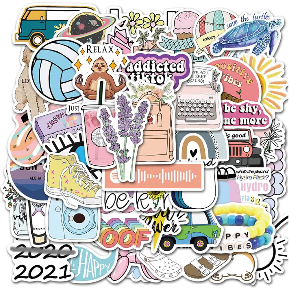 Girl'S Cute Water Bottle Stickers 50 Pcs Waterproof Laptop Aesthetic Stickers For Teens Kids