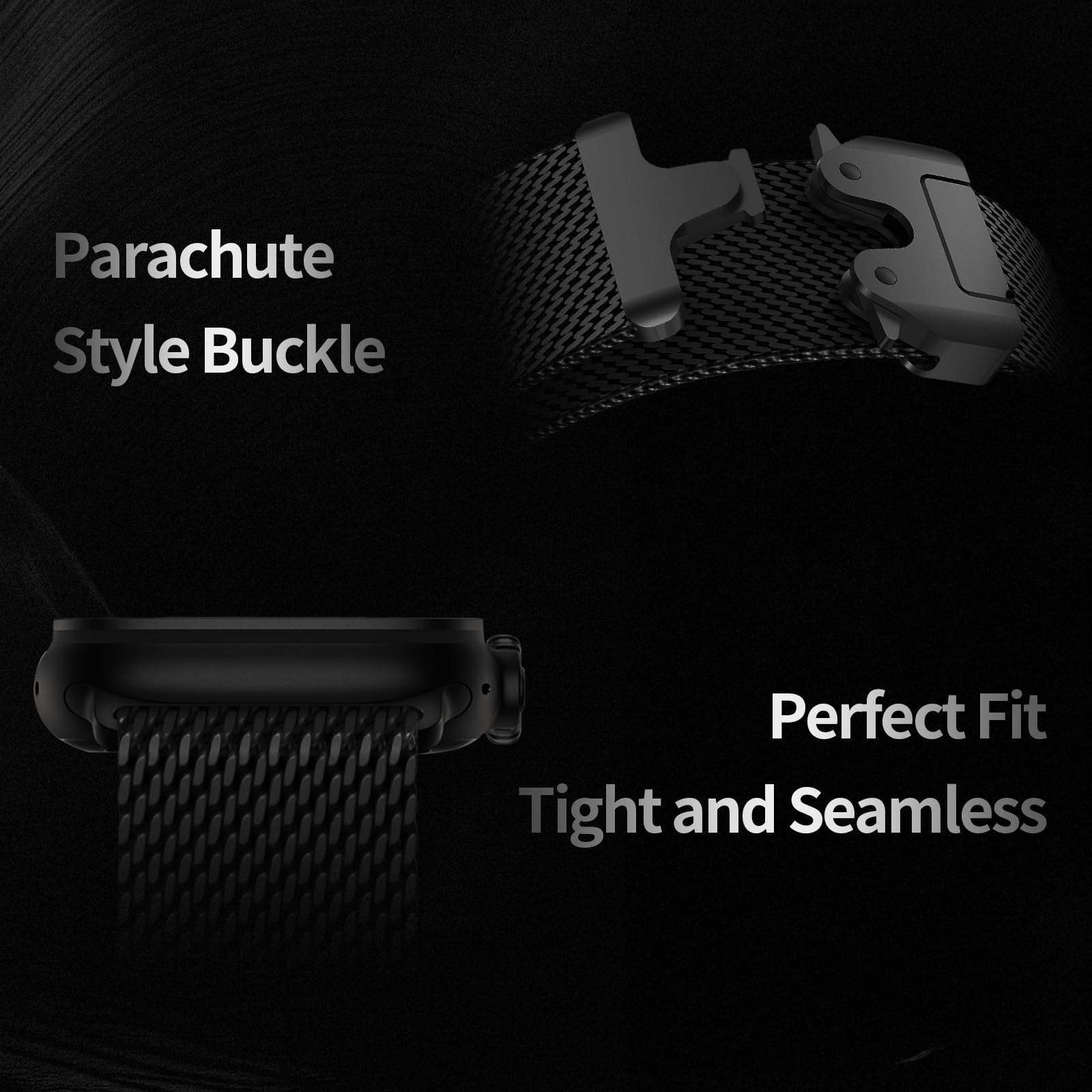 Titanium Milanese Loop Band Compatible With Apple Watch Bands Ultra 2/Ultra 49Mm 46Mm 45Mm 44Mm For Men, Parachute-Style Buckle