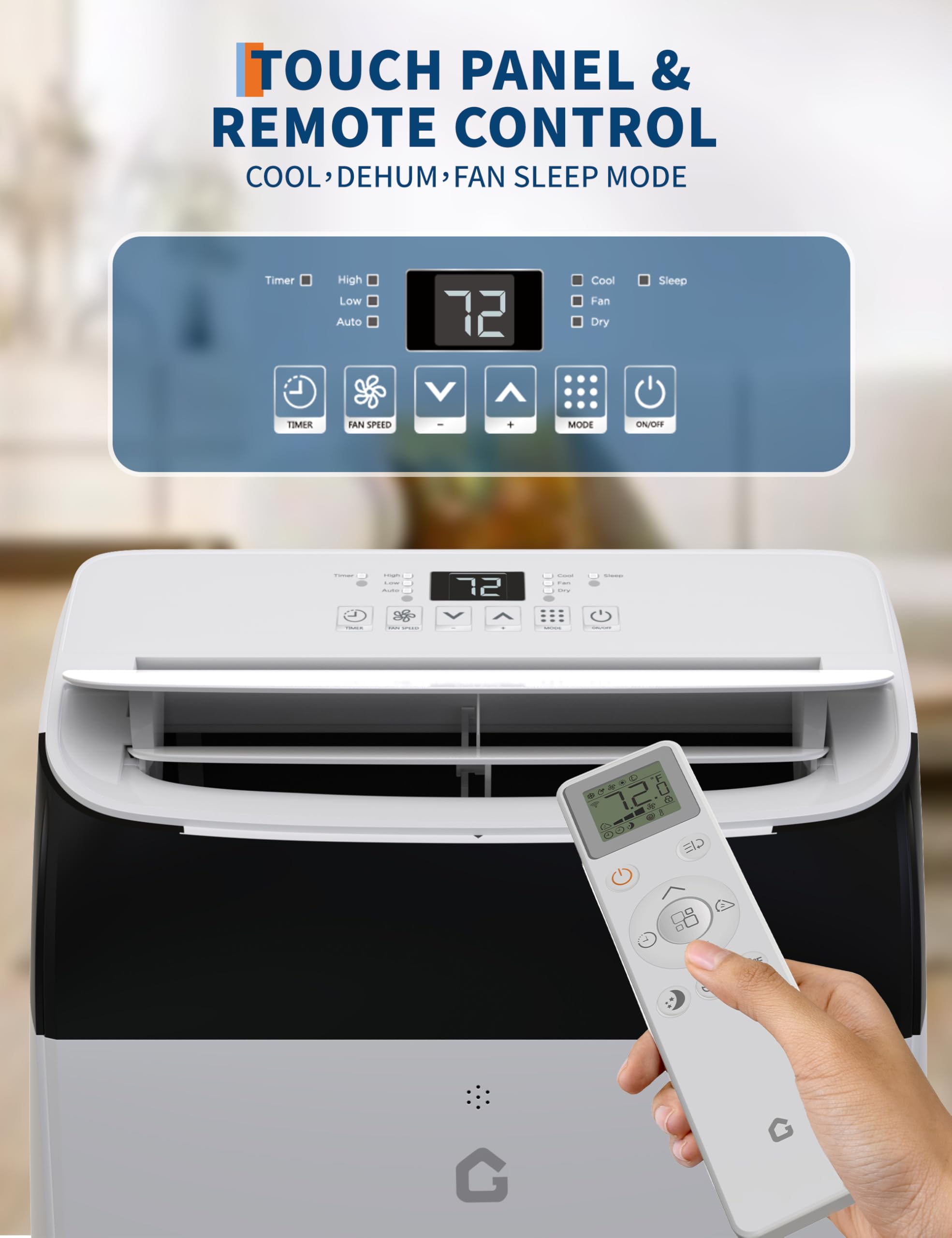 12000 Btu Portable Air Conditioners, 3-In-1 Free Standing Cooling Ac Unit With Fan & Dehumidifier, Quiet Air Condicionado Coolin