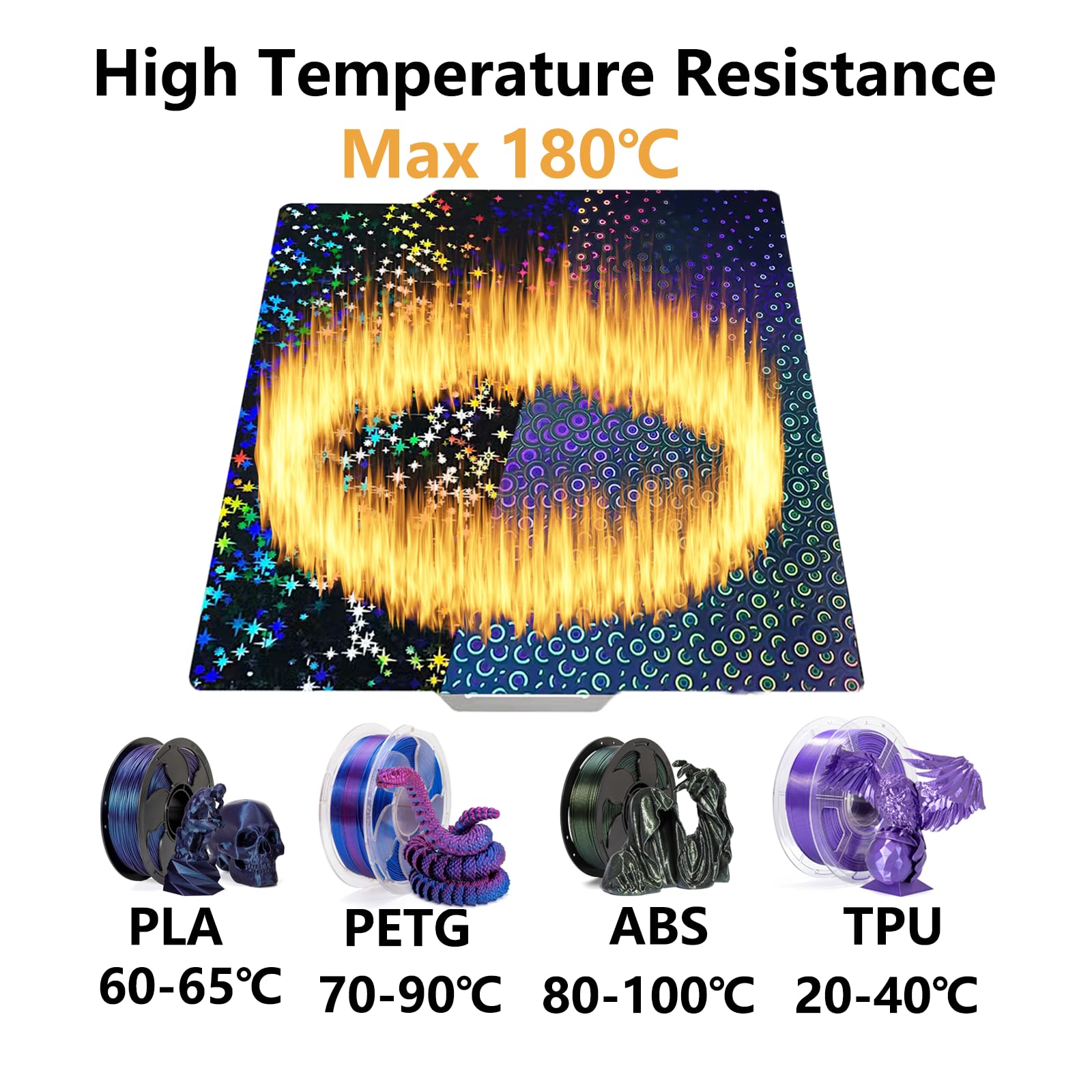 Galaxy Pey+Kaleidoscope Pek Bambu Build Plate For Bambu Labs X1 X1C X1E P1P P1S A1 3D Pritner, Double Sided Smooth Flexible Spri