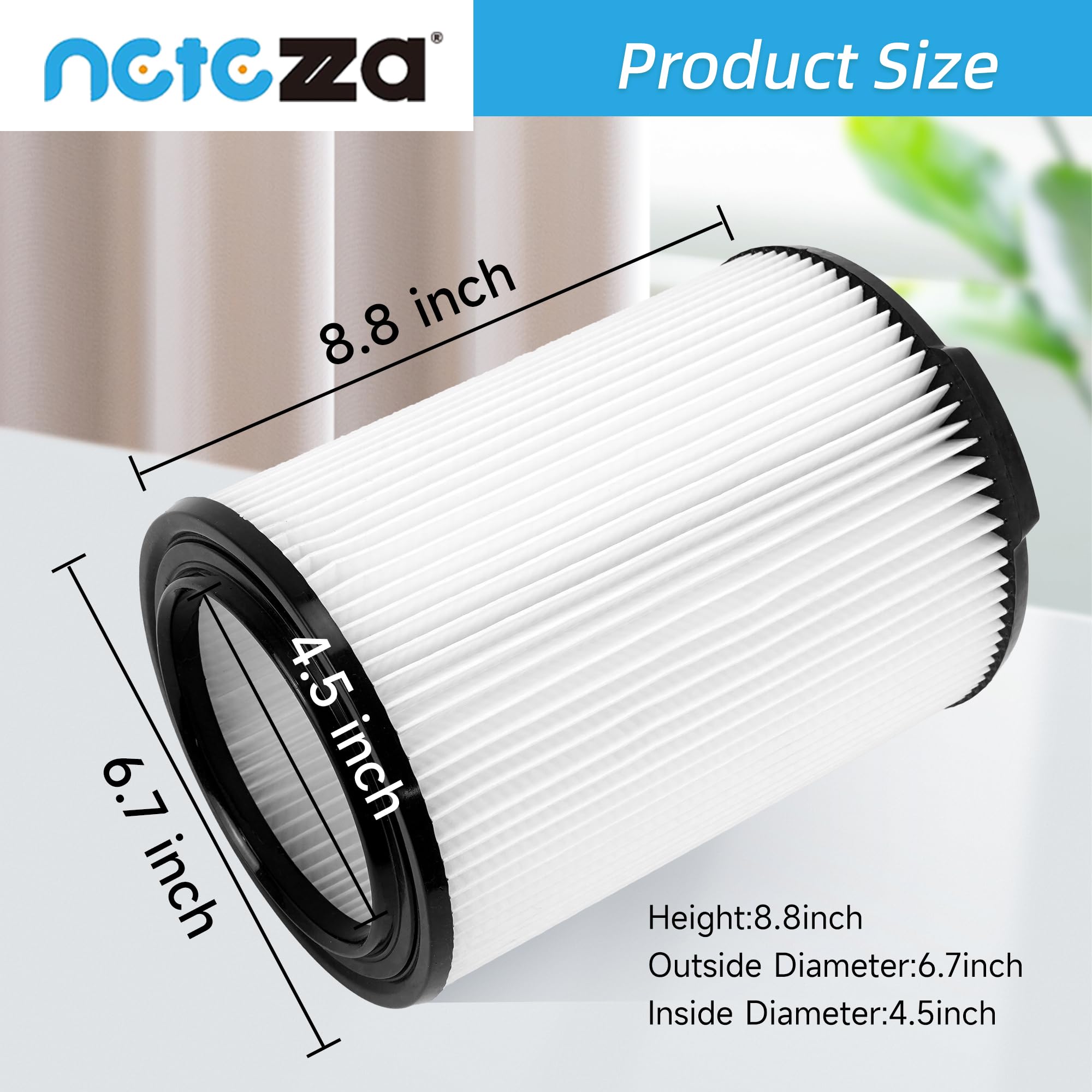 Netezza Replacement Vf4000 Filter Compatible With Ridgd 72947 Standard Wet Dry Vac 5 20 Gallon Vacuum Cleaner, Husky 6 9 Gal Wd5